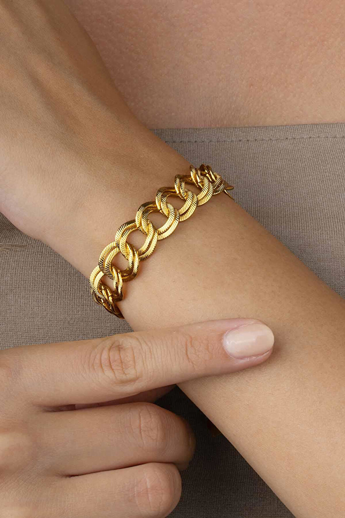 Gümüş Pazarım Altın Kaplama Saman Yolu Kadın Çelik Bileklik