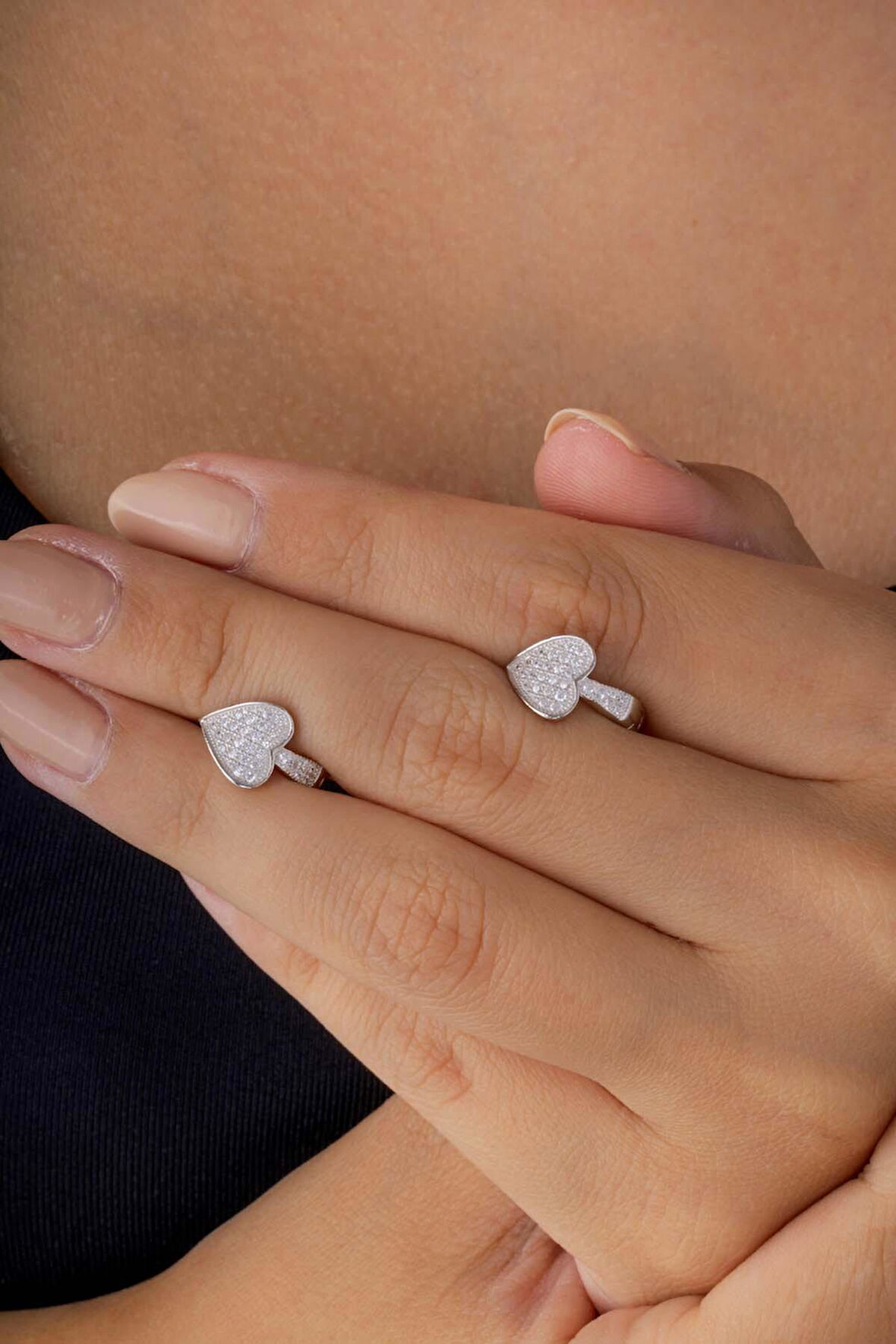 Gümüş Pazarım Kalp Model Beyaz Altın Kaplama Gümüş Tamtur Kadın Küpe