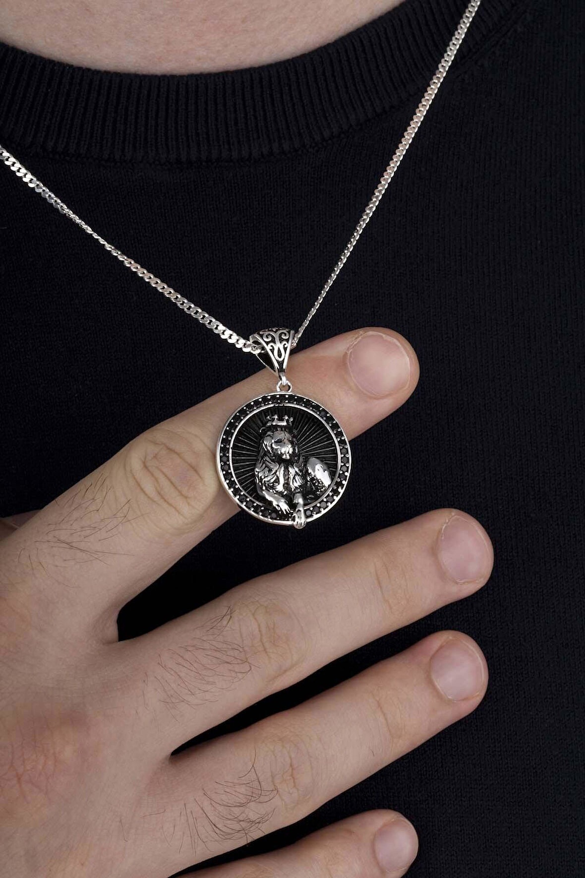 Gümüş Pazarım Aslan Kral Erkek Gümüş Kolye