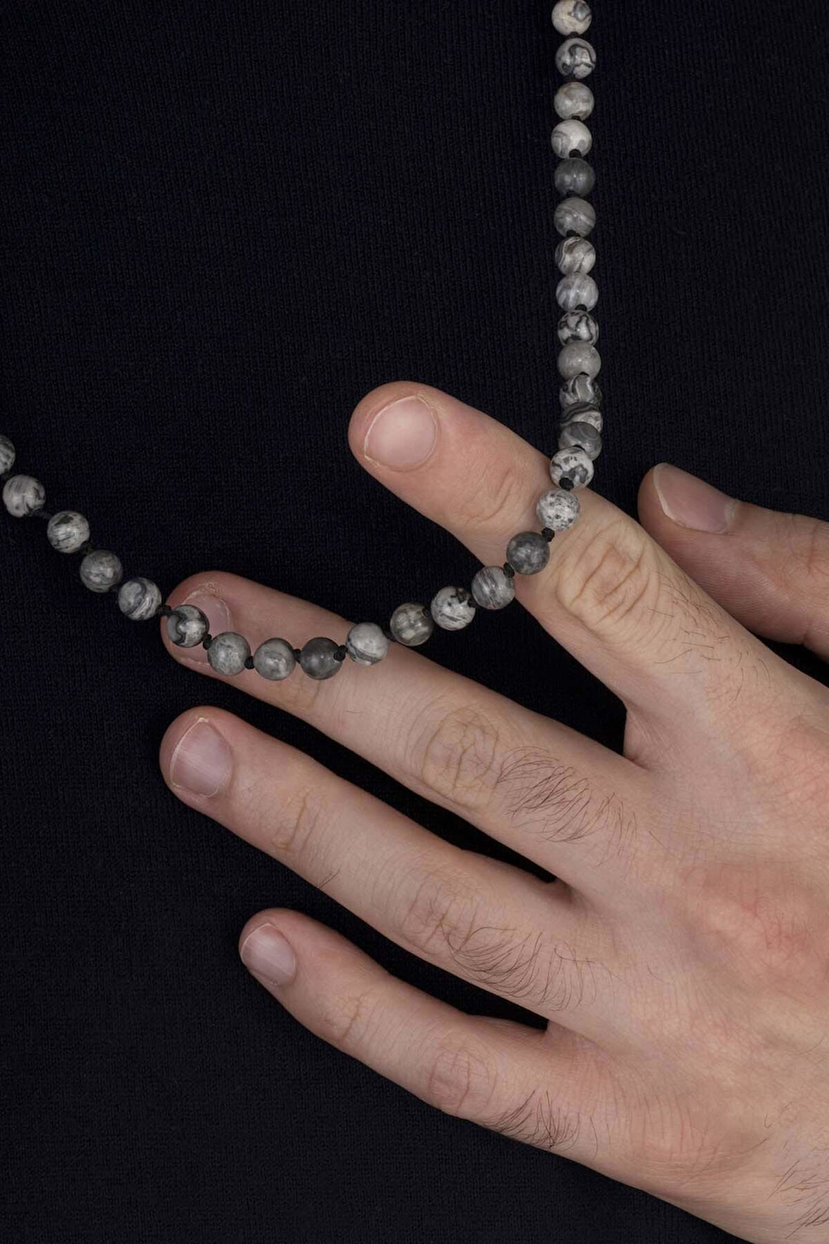 Gümüş Pazarım Yuvarlak Kesim Jasper Taşı Doğal Taş Erkek Kolye