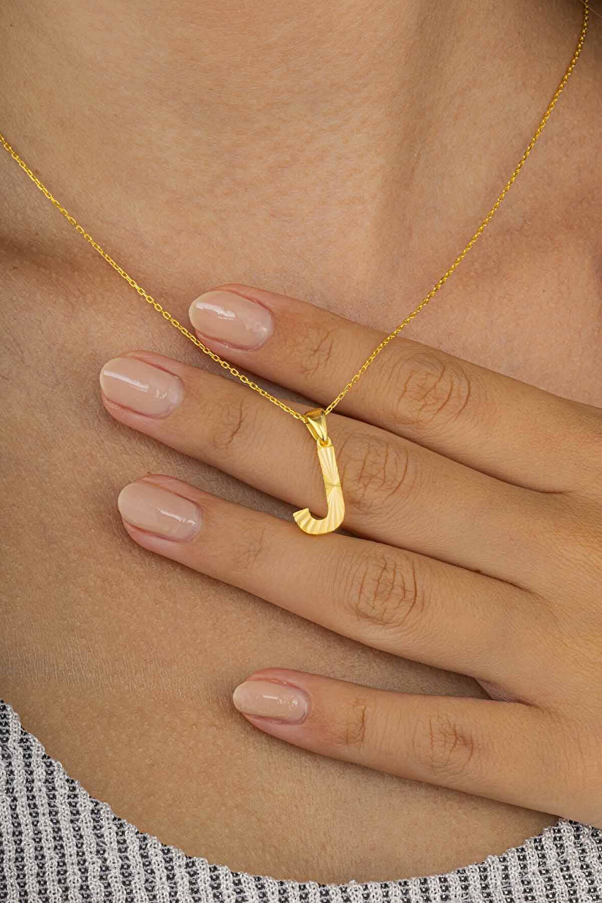 Gümüş Pazarım Altın Kaplama J Harfi Kadın 925 Ayar Gümüş Kolye