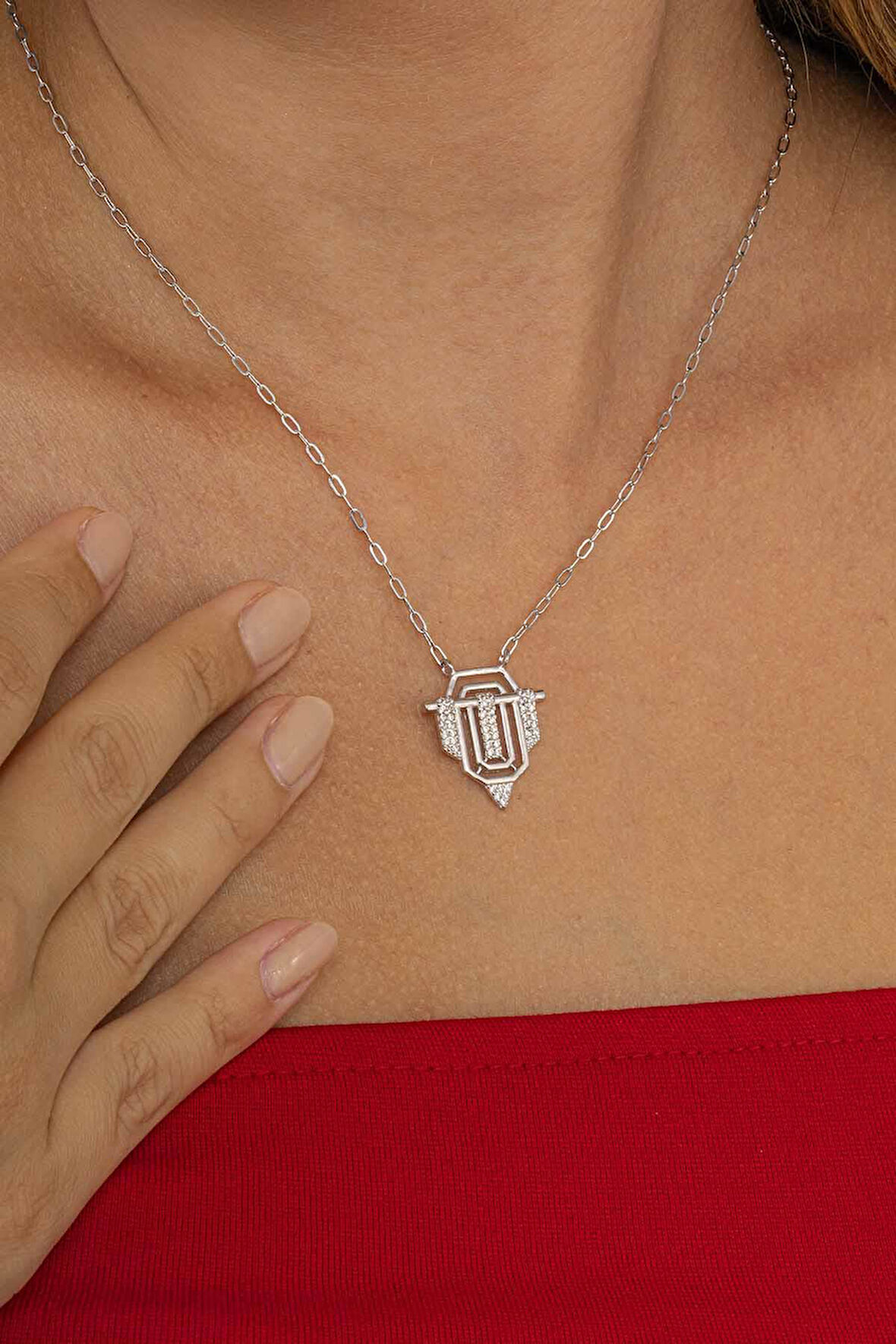 Gümüş Pazarım Rodyum Kaplama 925 Ayar Gümüş Serenay Kolye