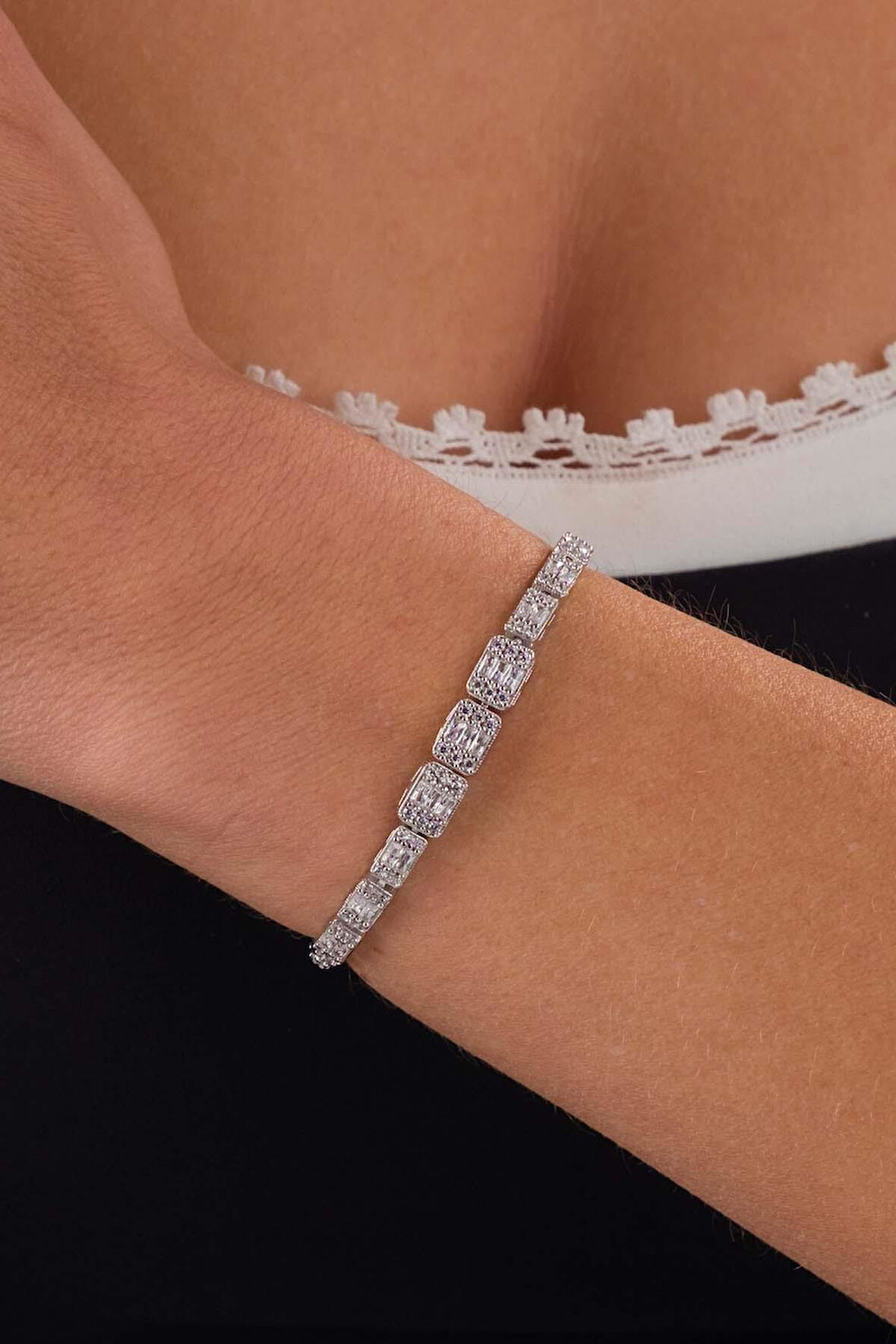 Gümüş Pazarım Üçlü Sıralı Baget Su Yolu Gümüş Bileklik