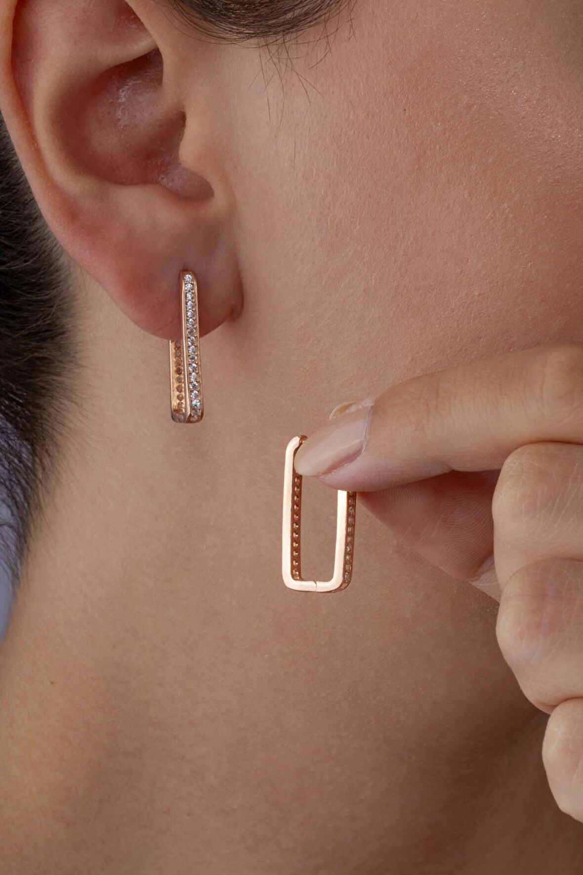 Gümüş Pazarım Dikdörtgen Tek Sıra Tamtur Gümüş Küpe