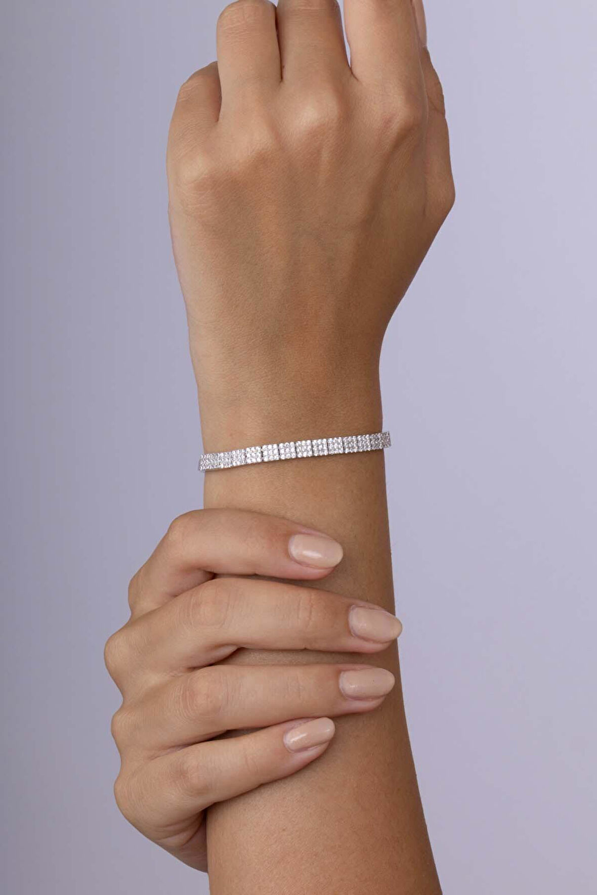 Gümüş Pazarım Pırlanta Model Su Yolu Süzme 925 Ayar Gümüş Bileklik