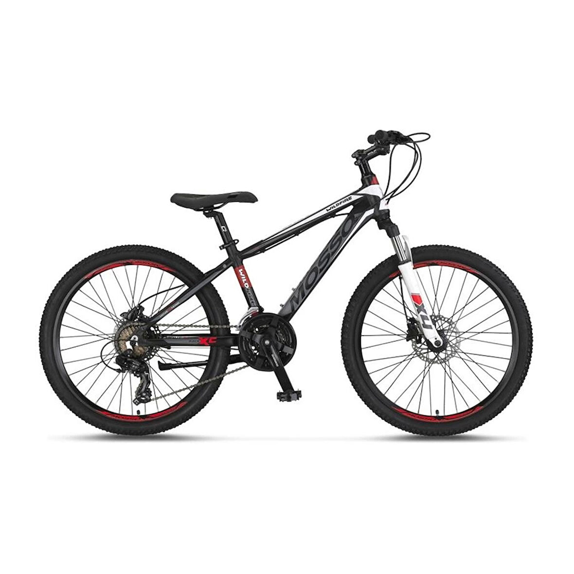 MOSSO WILDFIRE M-24-H ERKEK DAĞ BİSİKLETİ 330H HD 24 JANT 21 VİTES ANTRASİT KIRMIZI