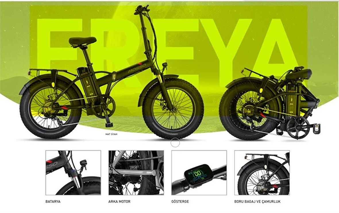 MOSSO FREYA ELEKTRİKLİ KATLANIR BİSİKLET 420H HYD 20 JANT 7 VİTES SİYAH