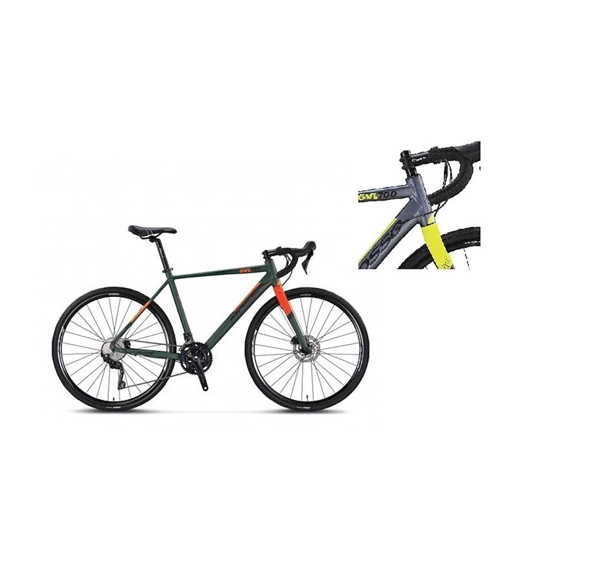 MOSSO GVL700-GRX400 ERKEK YARIŞ BİSİKLETİ 580H HD 28 JANT 20 VİTES ANTRASIT-LIME