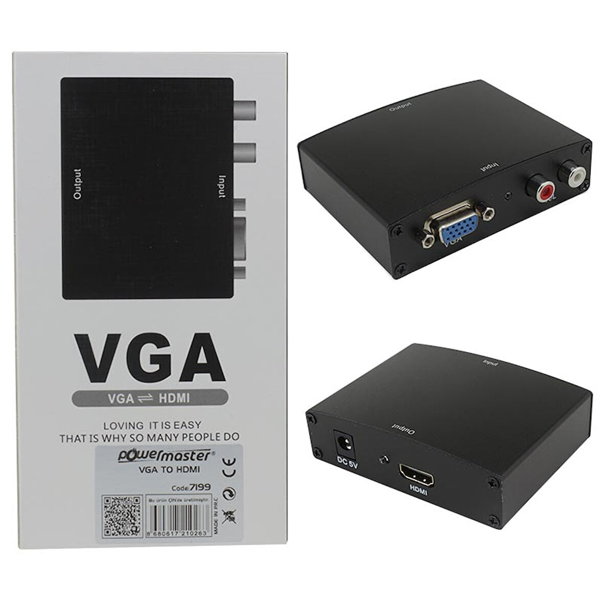 Powermaster PM-7199 VGA To HDMI Dönüştürücü Adaptörlü 
