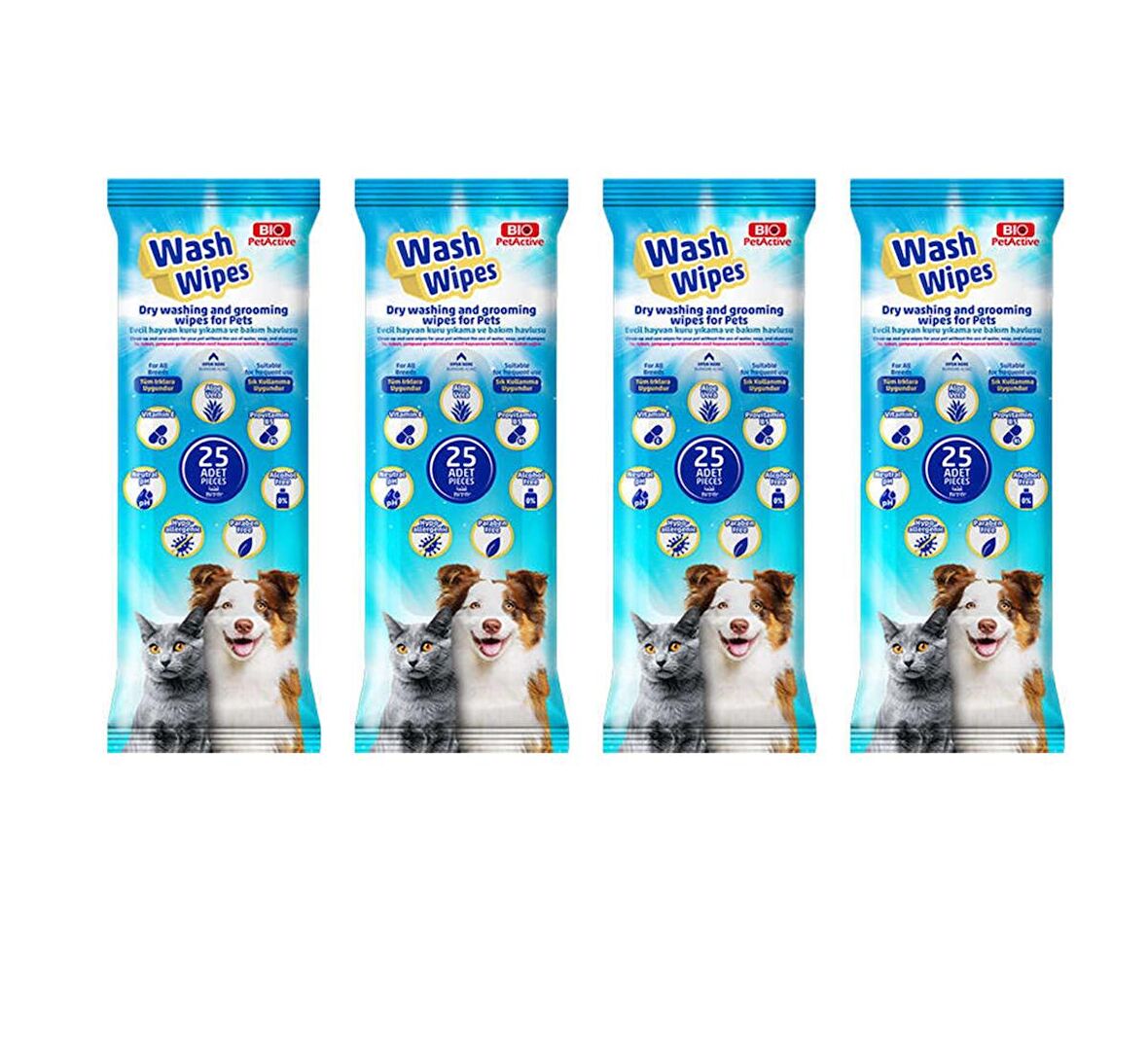 Bio petactive Wash Wipes Kuru Yıkama Bakım Havlusu X 4 Paket