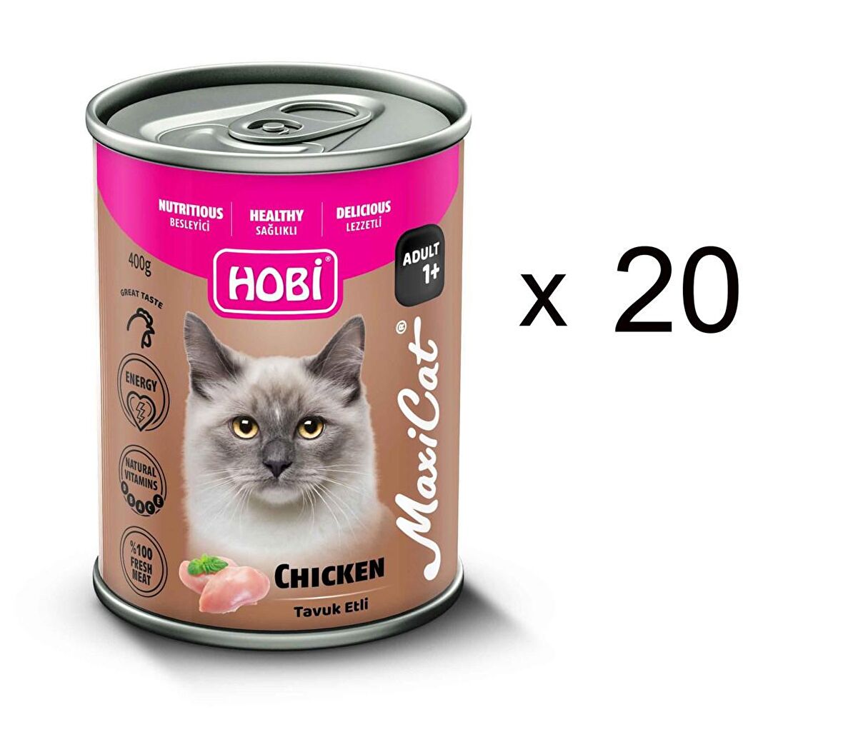 Hobi Maxicat Tavuklu Kedi Konserve Mama 400 g (20 Adet)