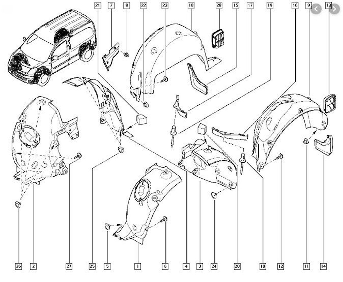 Renault Camurluk Davlumbazı Arka Sag Kangoo III 08> - Brd 674
