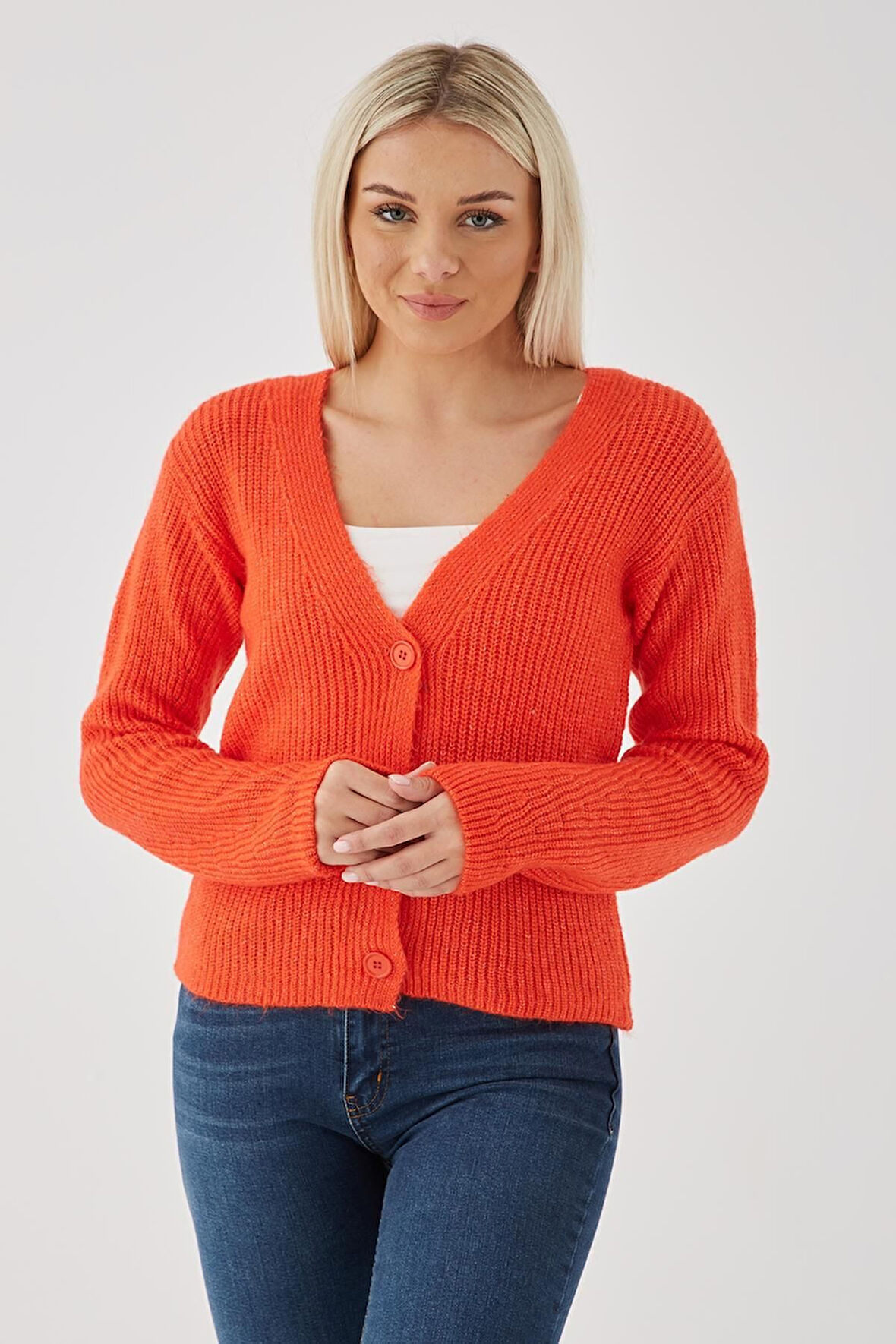 Düğmeli Triko Hırka