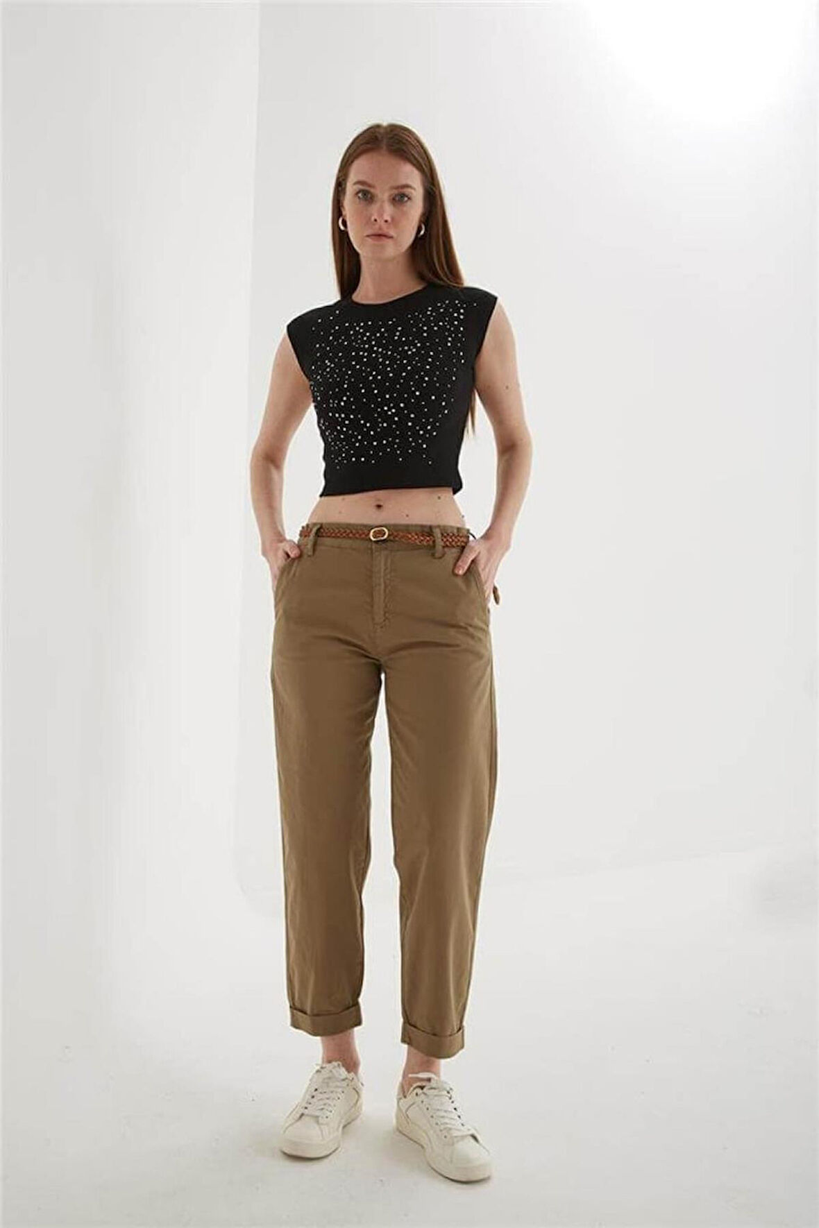 FASHION FRIENDS KADIN KEMERLİ PANTOLON 25Y0107K1