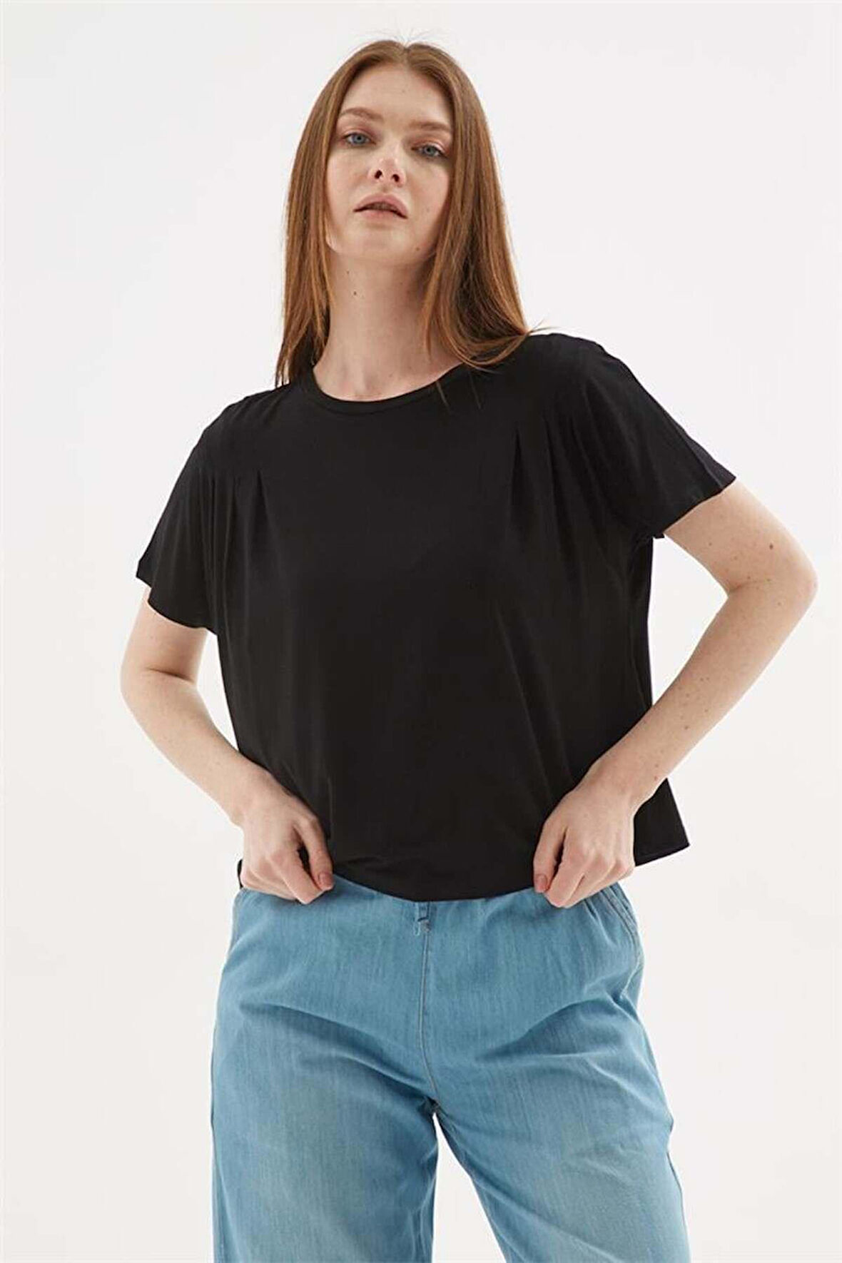 FASHION FRIENDS KADIN DÖKÜMLÜ CROP BLUZ 25Y0512K1