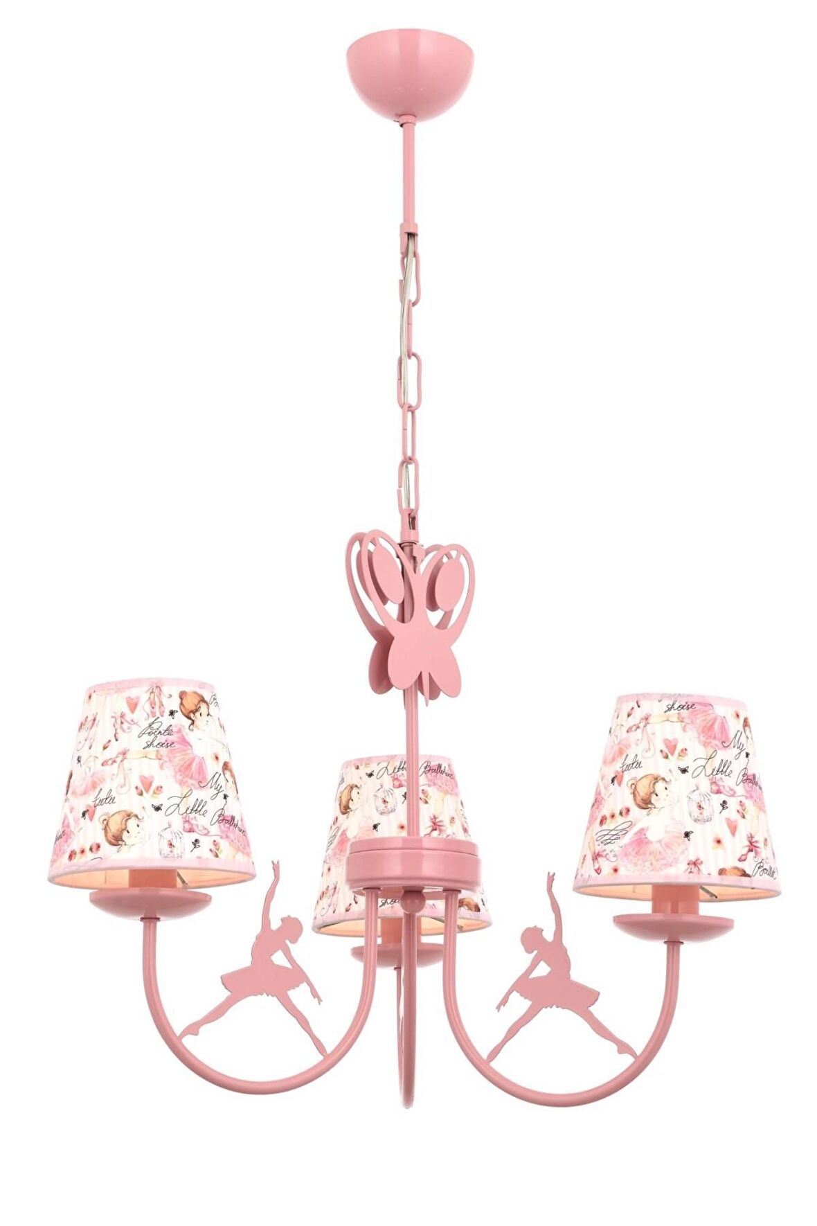 AVONNI AV-1416-BALLERINA Pembe Boyalı Modern Avize E14 Metal Kumaş 52cm