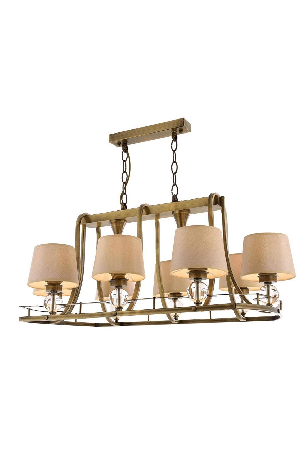 AVONNI AV-1597-8ES-YM Eskitme Kaplama Modern Avize E27 Metal Cam Kumaş 92x55cm