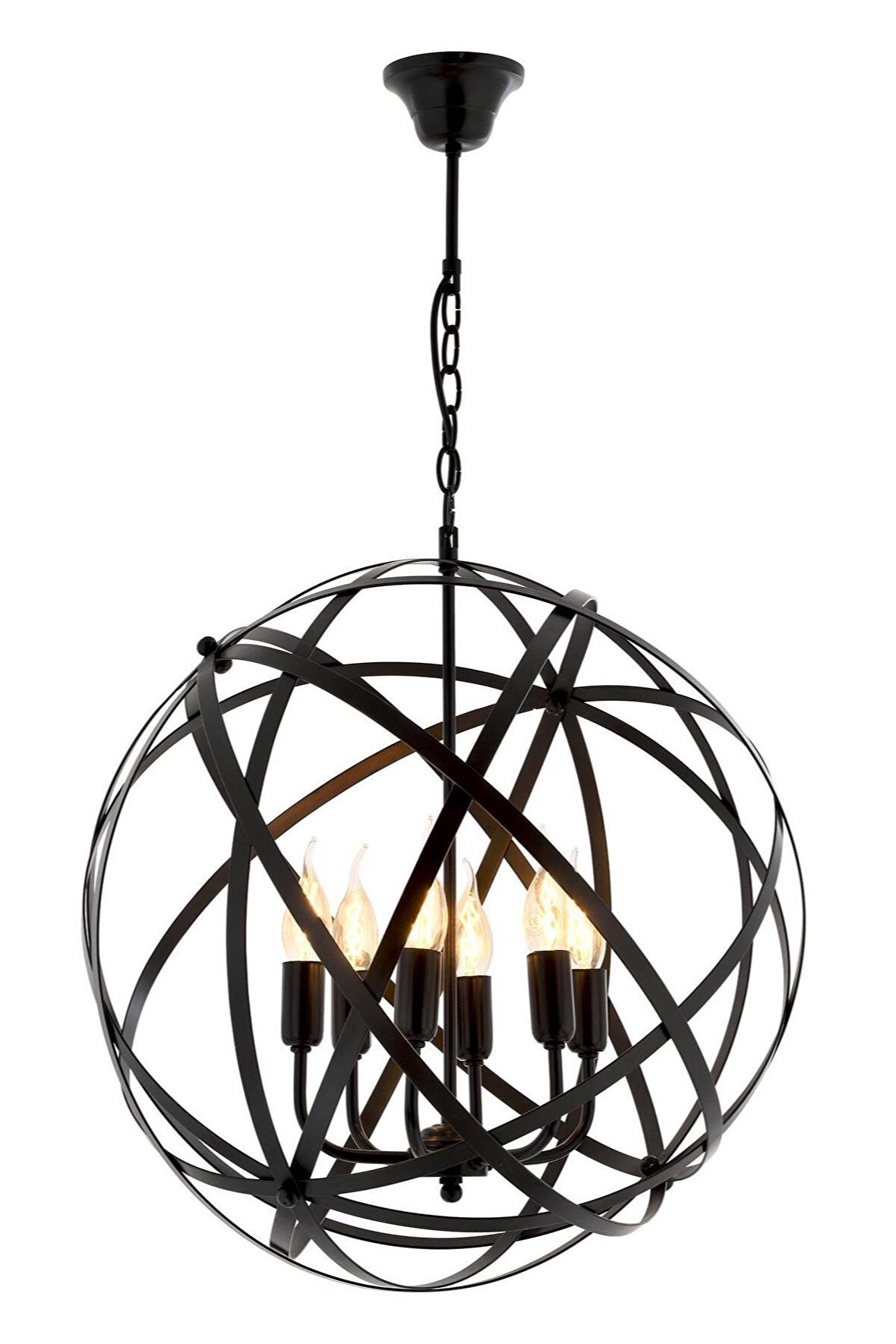 AVONNI AV-4183-6BSY Siyah Boyalı Modern Avize E14 Metal 50cm