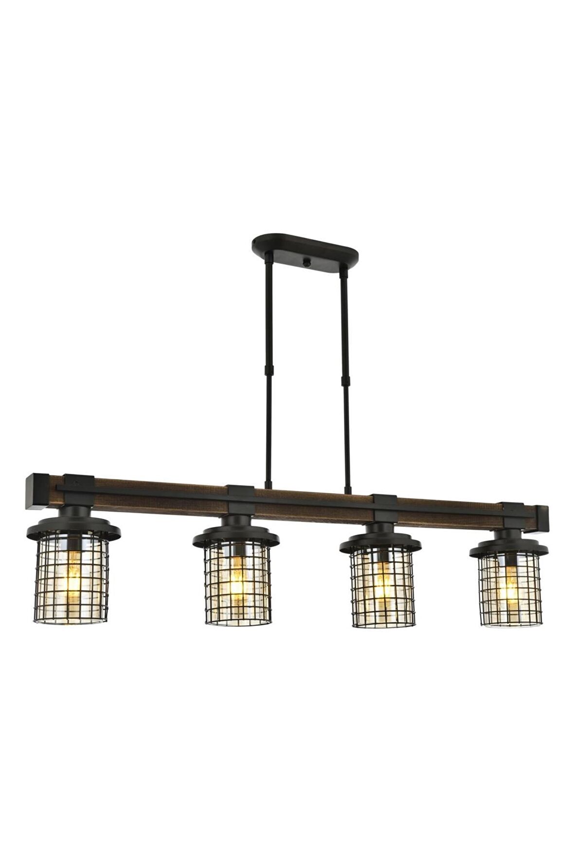 AVONNI AV-60002-4EY Eskitme Kaplama Modern Avize E27 Metal Ahşap Cam 95x15cm