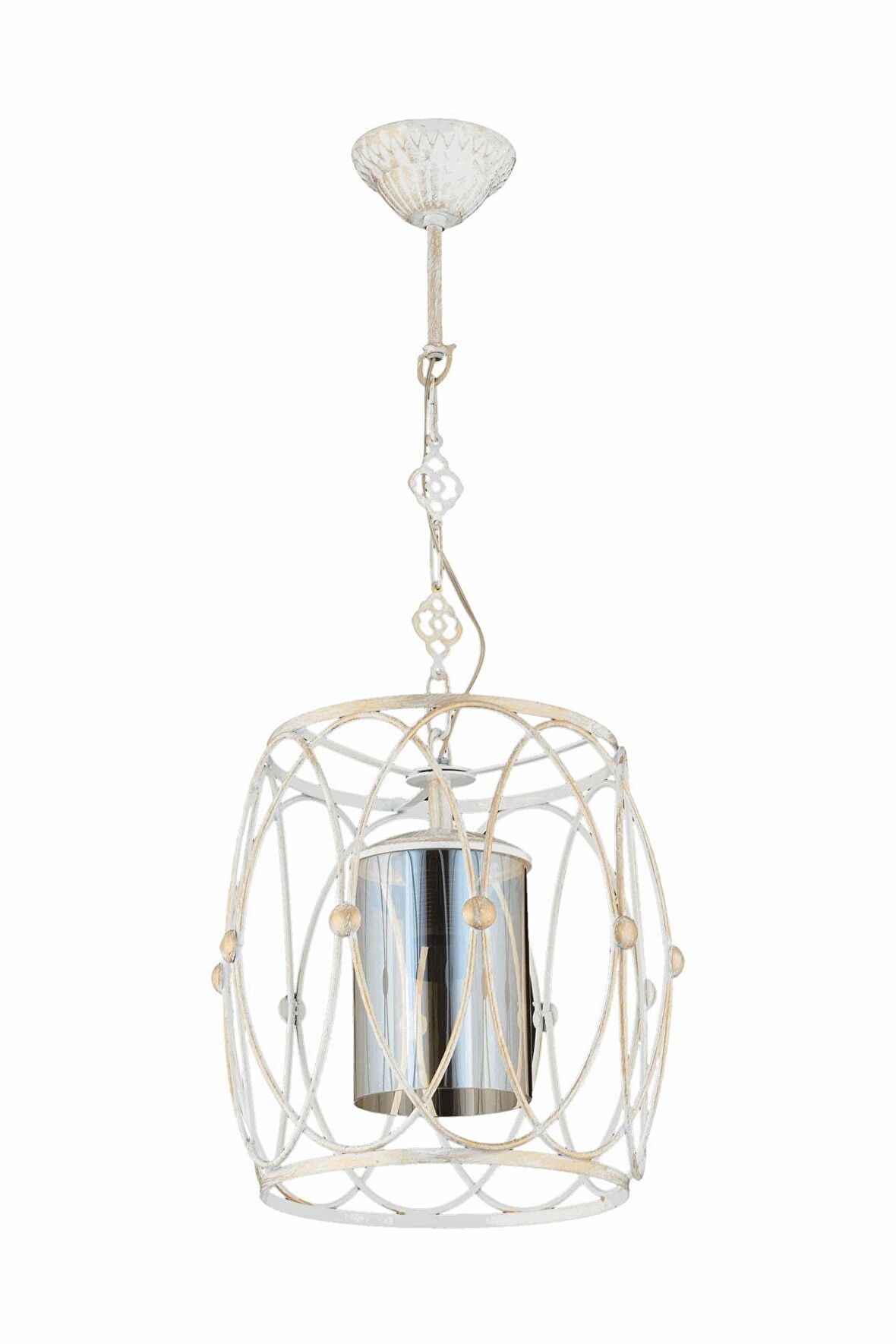 AVONNI AV-65074-BBY Beyaz/Eskitme Boyalı Modern Avize E27 Metal Cam 30cm
