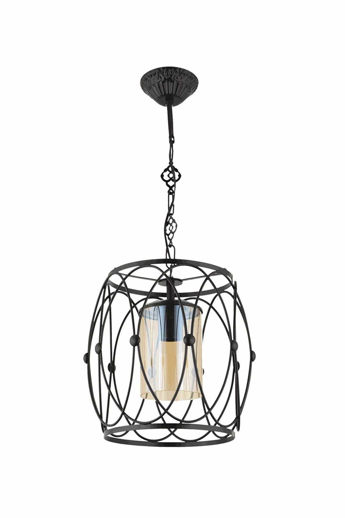 AVONNI AV-65074-BSY Eskitme/Siyah Kaplama Modern Avize E27 Metal Cam 30cm