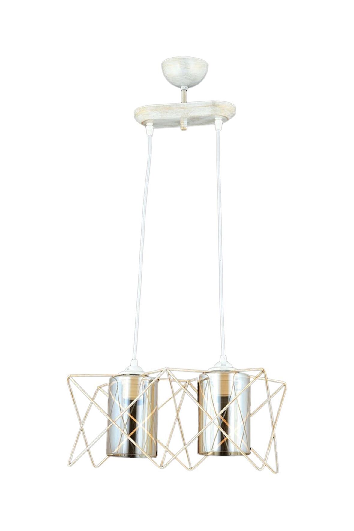 AVONNI AV-65076-2Y-KRM Krem Boyalı Modern Avize E27 Metal Cam 40x20cm