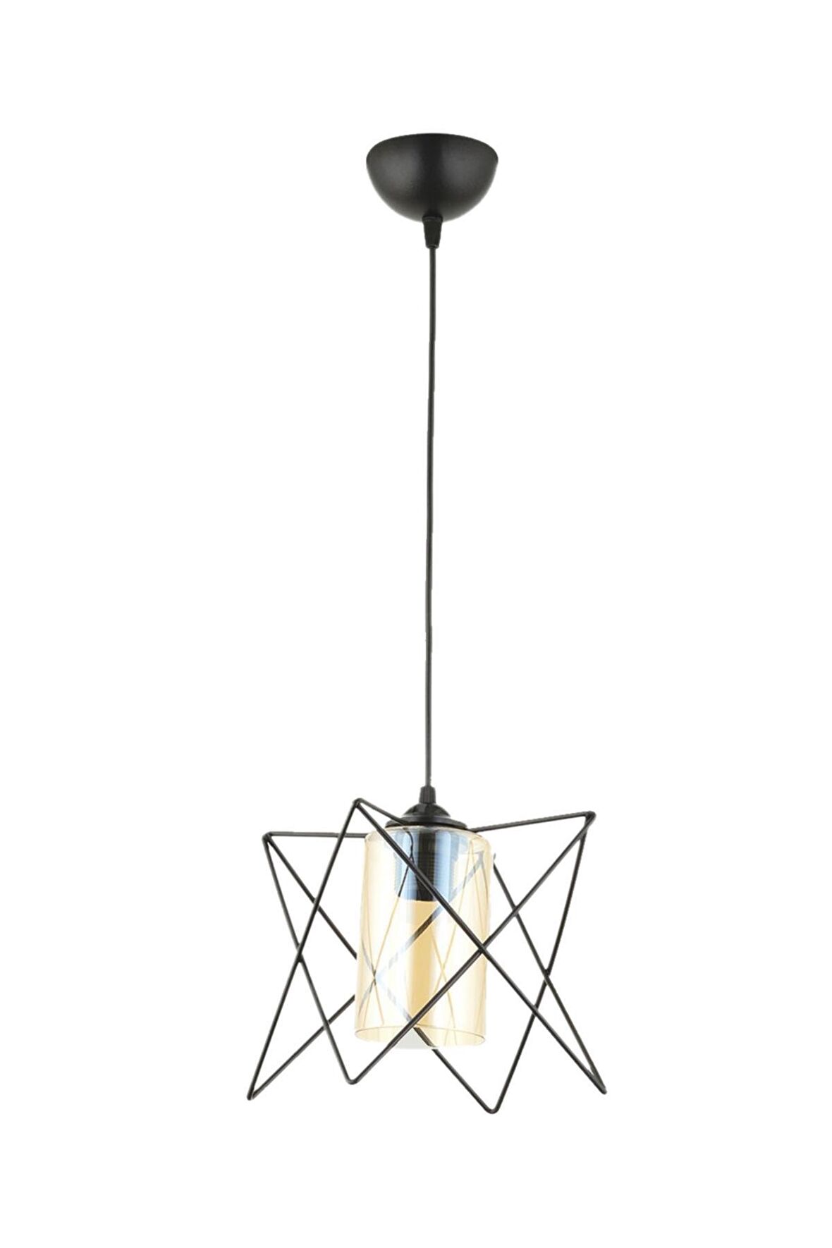 AVONNI AV-65076-BSY Siyah Boyalı Modern Avize E27 Metal Cam 20x20cm