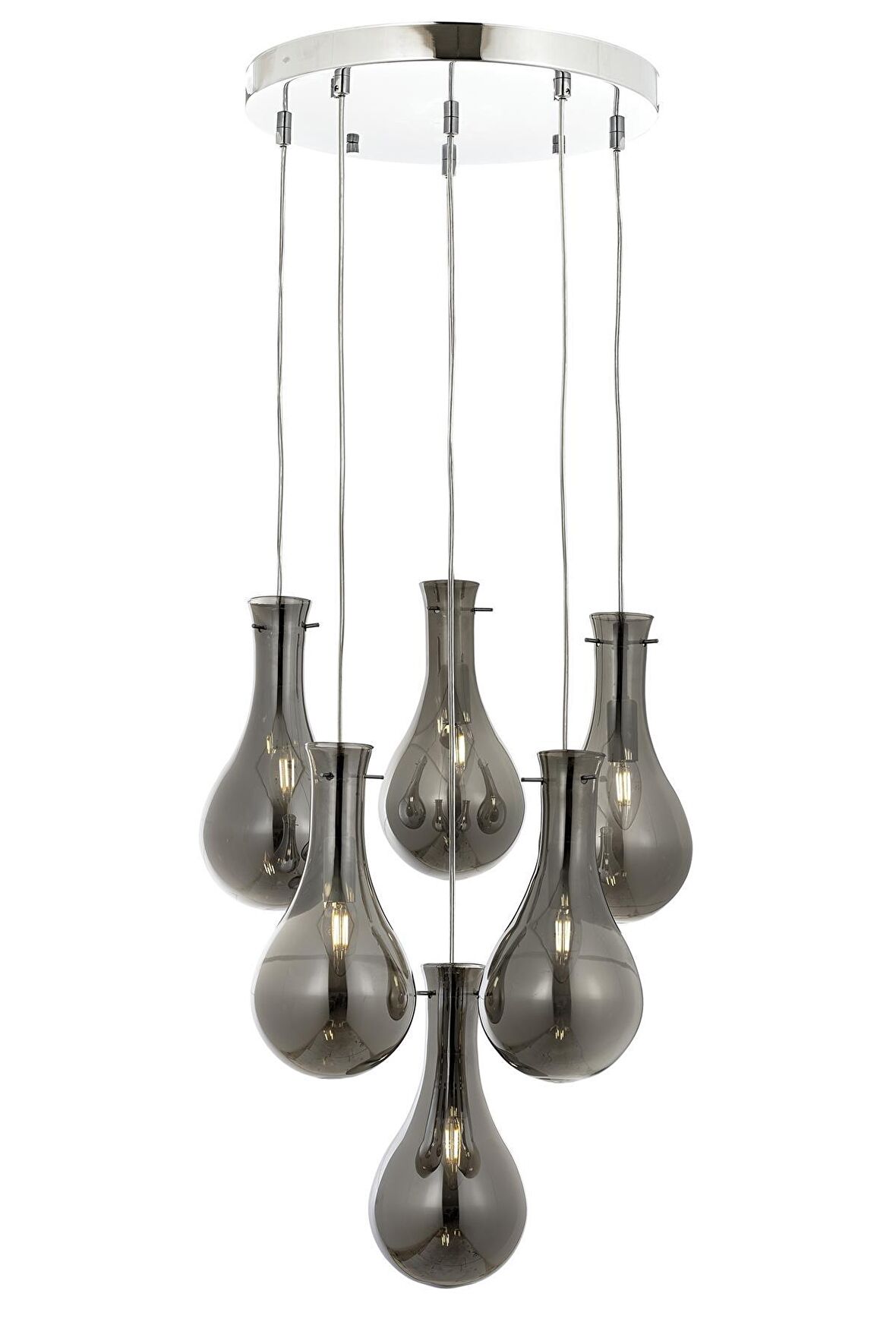 AVONNI AV-60092-6KT Krom Kaplama Modern Avize E14 Metal Cam 50cm