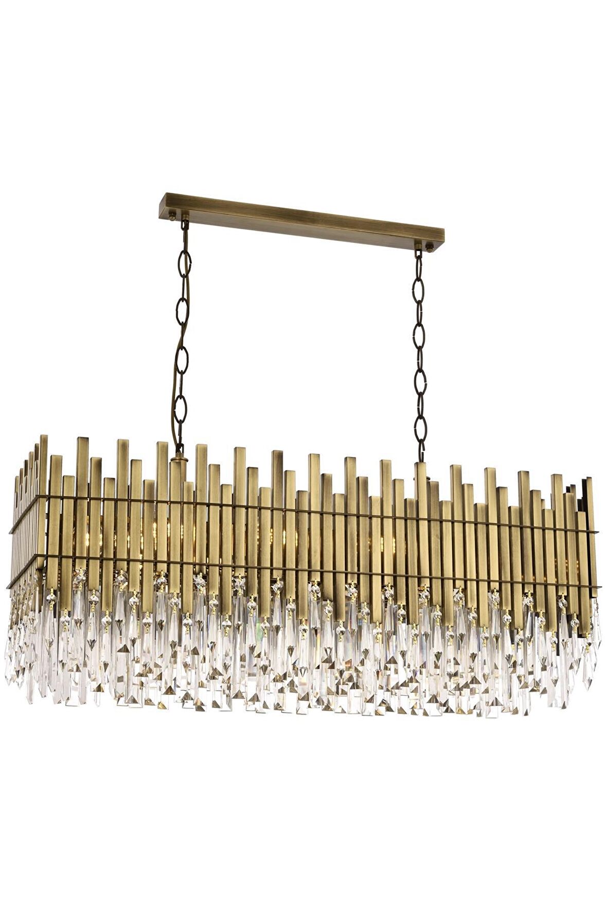 AVONNI AV-60162-E100X35 Eskitme Kaplama Klasik Avize E27 Metal Kristal 100x35cm