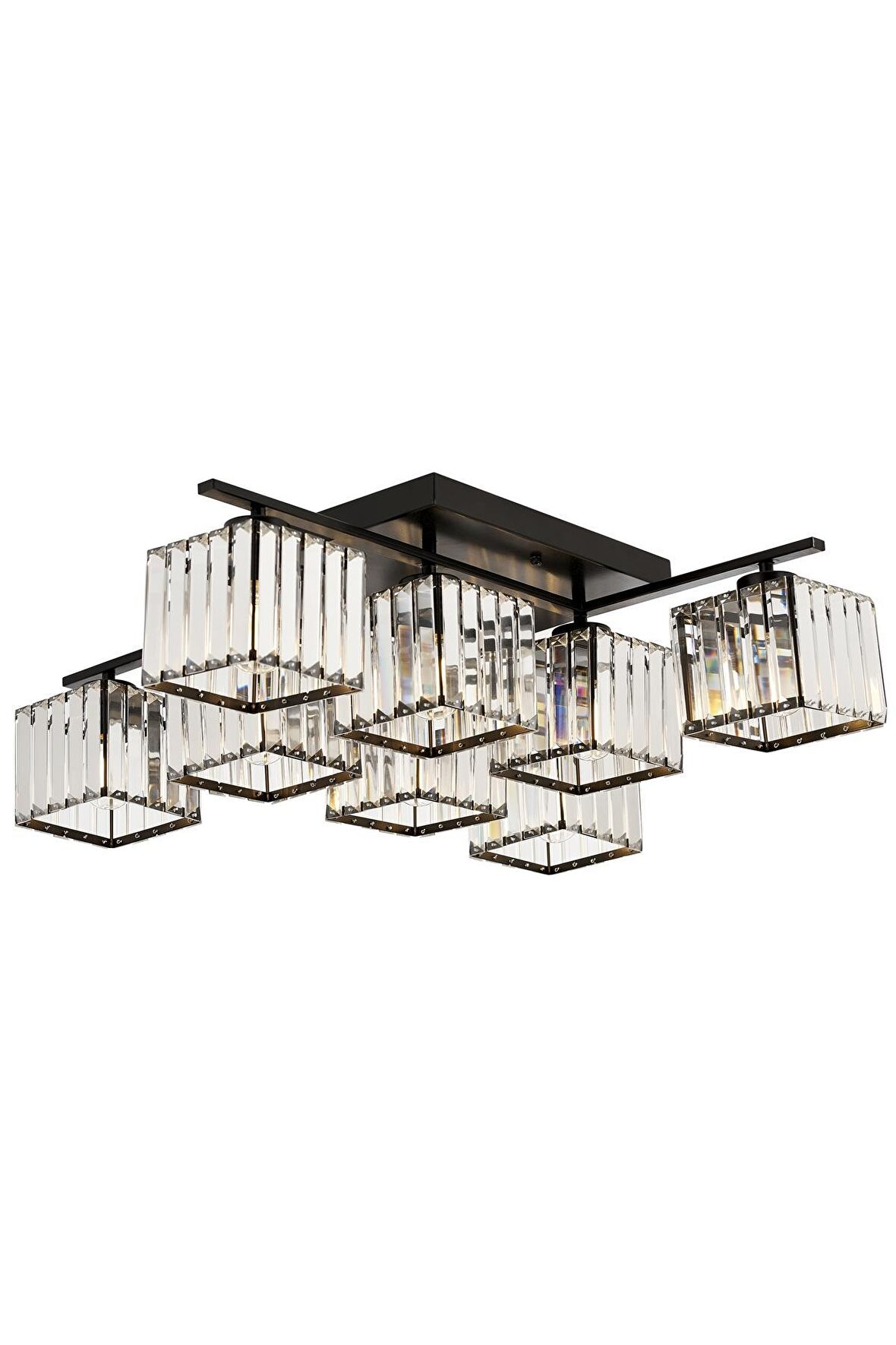 AVONNI AV-60230-8BSY Siyah Boyalı Modern Avize E27 Metal Kristal 80cm