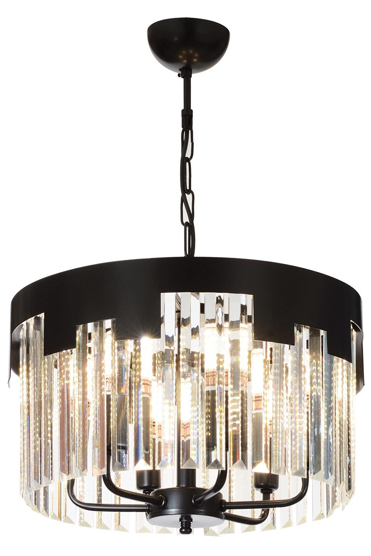 AVONNI AV-65225-BSY40 Siyah Boyalı Klasik Avize E14 Metal Kristal 40cm