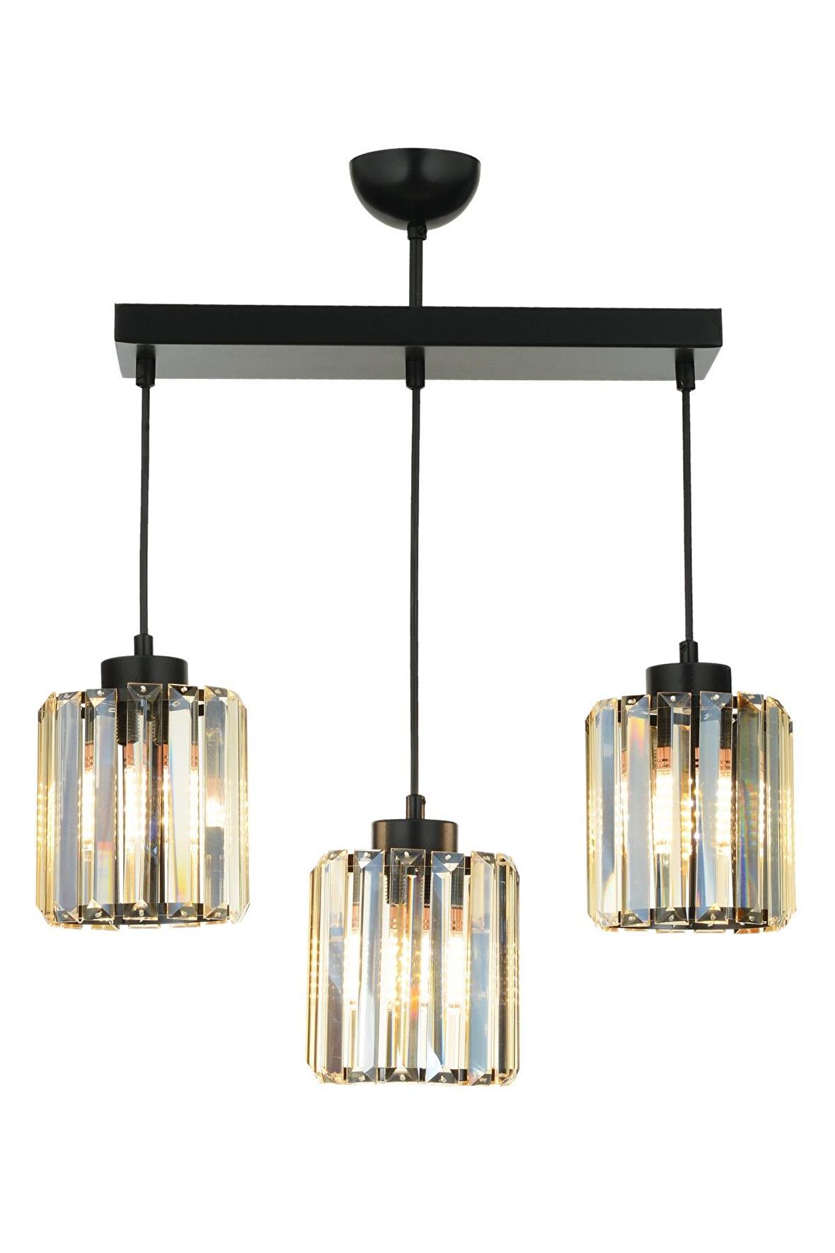 AVONNI AV-65230-3Y-BSY Siyah Boyalı Modern Avize E27 Metal Kristal 54x15cm