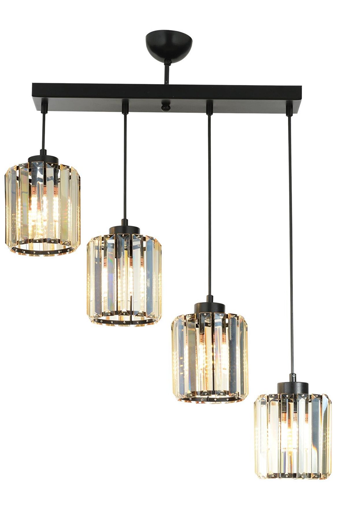AVONNI AV-65230-4Y-BSY Siyah Boyalı Modern Avize E27 Metal Kristal 64x15cm