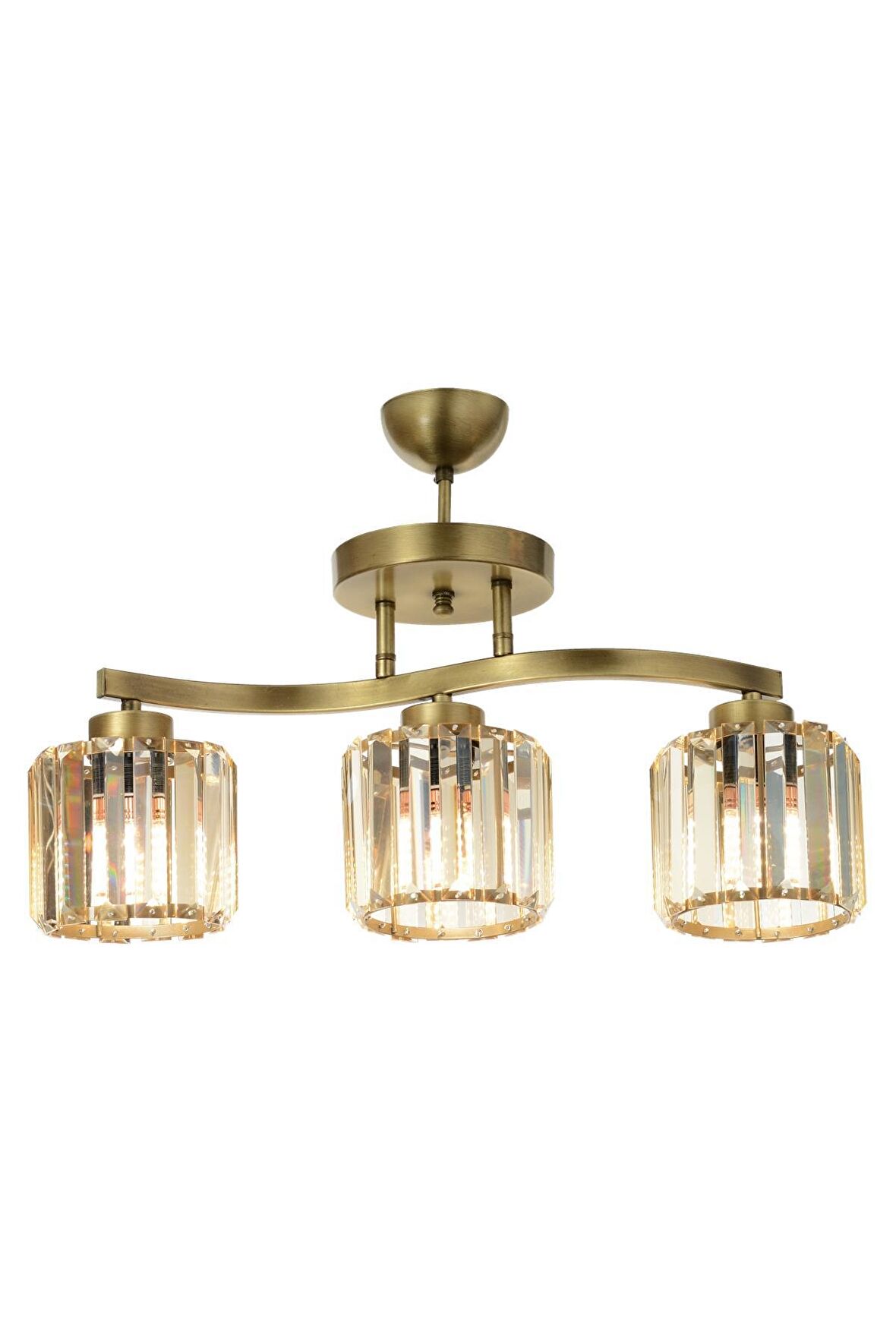 AVONNI AV-65231-3E Eskitme Kaplama Modern Avize E27 Metal Kristal 55x17cm