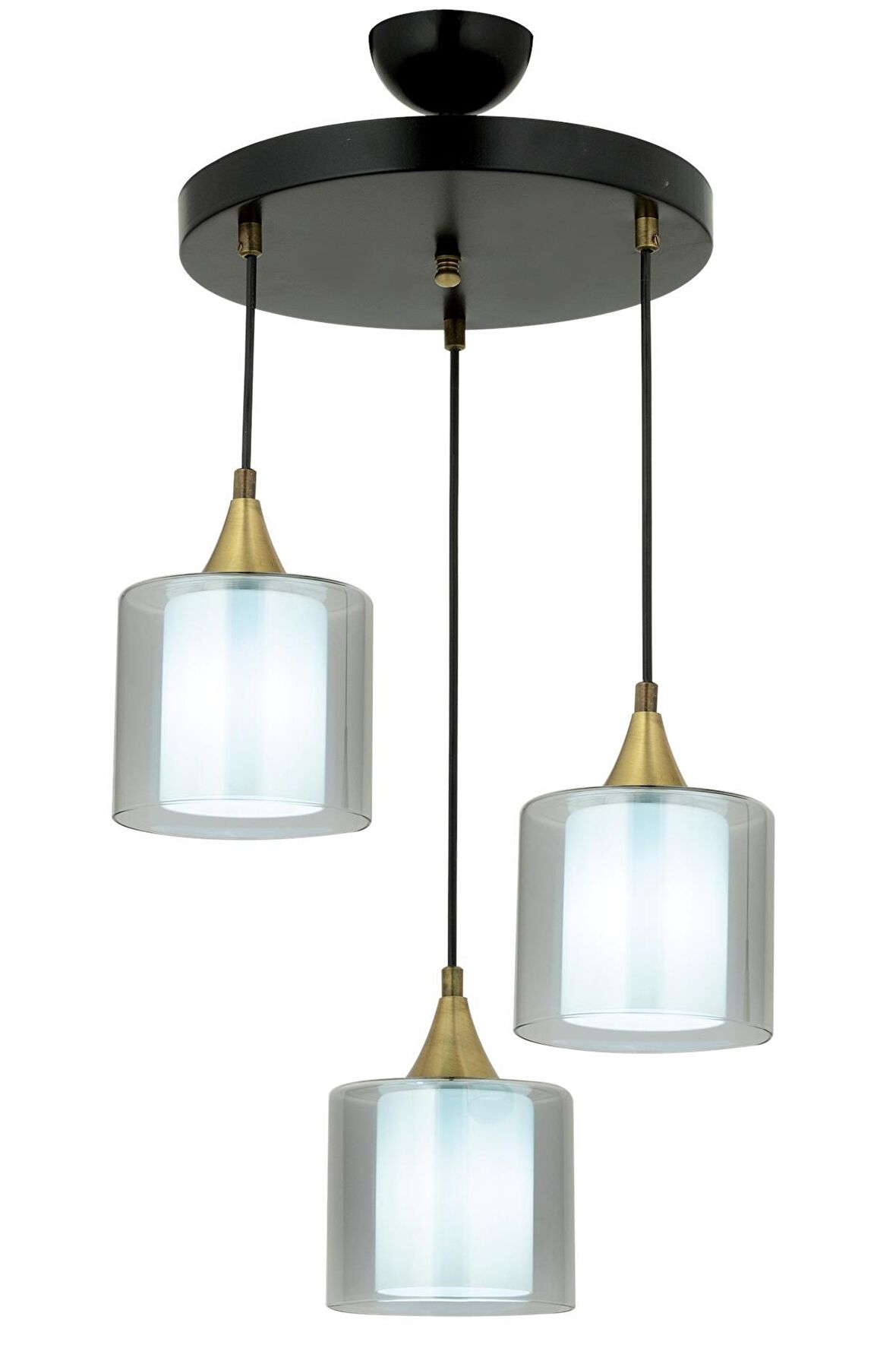 AVONNI AV-65233-3T-BSY-F Siyah Boyalı Modern Avize E27 Metal Cam 40cm