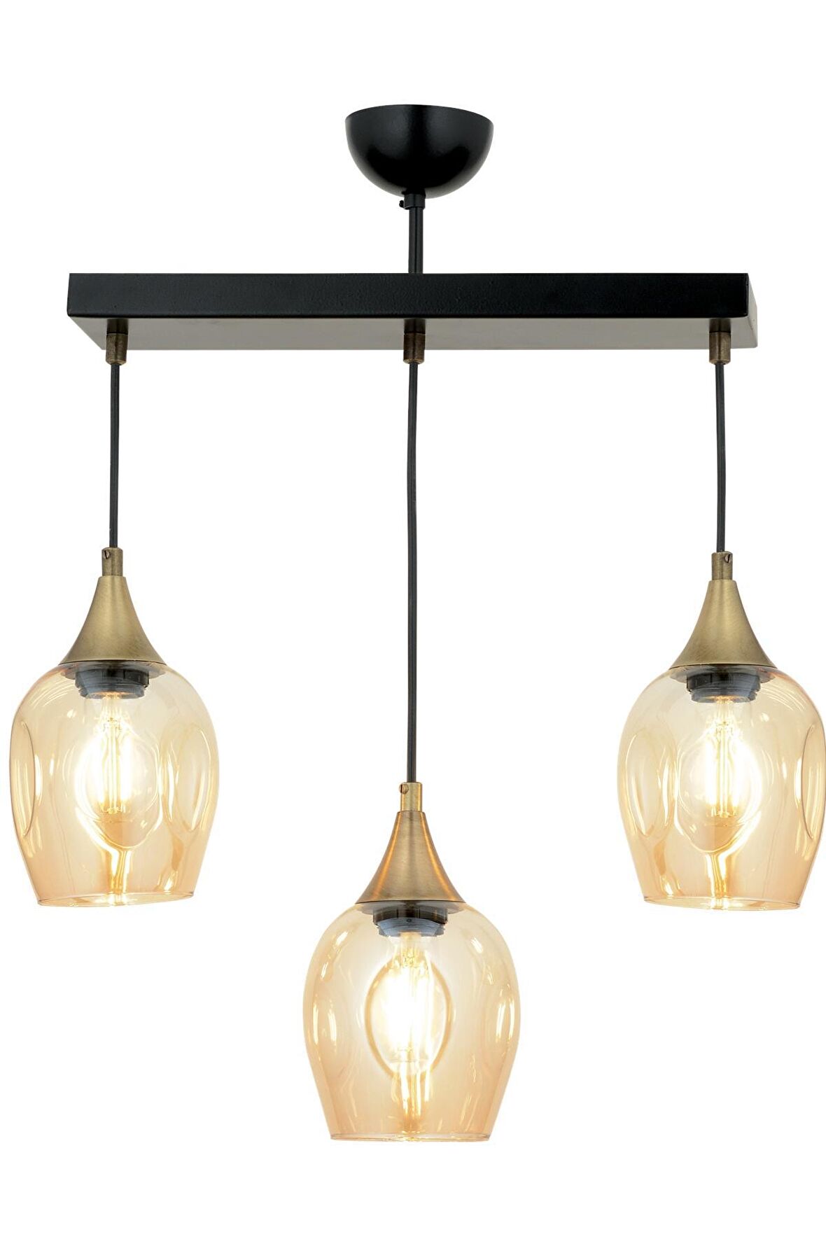 AVONNI AV-65234-3Y-BSY Siyah Boyalı Modern Avize E27 Metal Cam 60x10cm