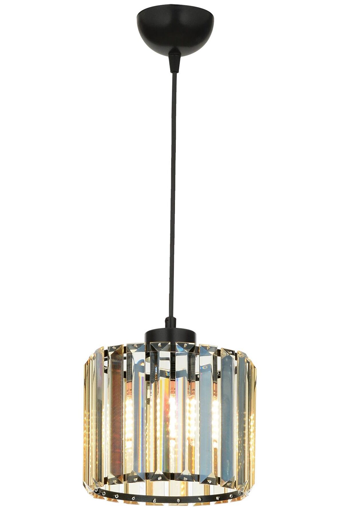 AVONNI AV-65239-1BSY Siyah Boyalı Modern Avize E27 Metal Kristal 19cm