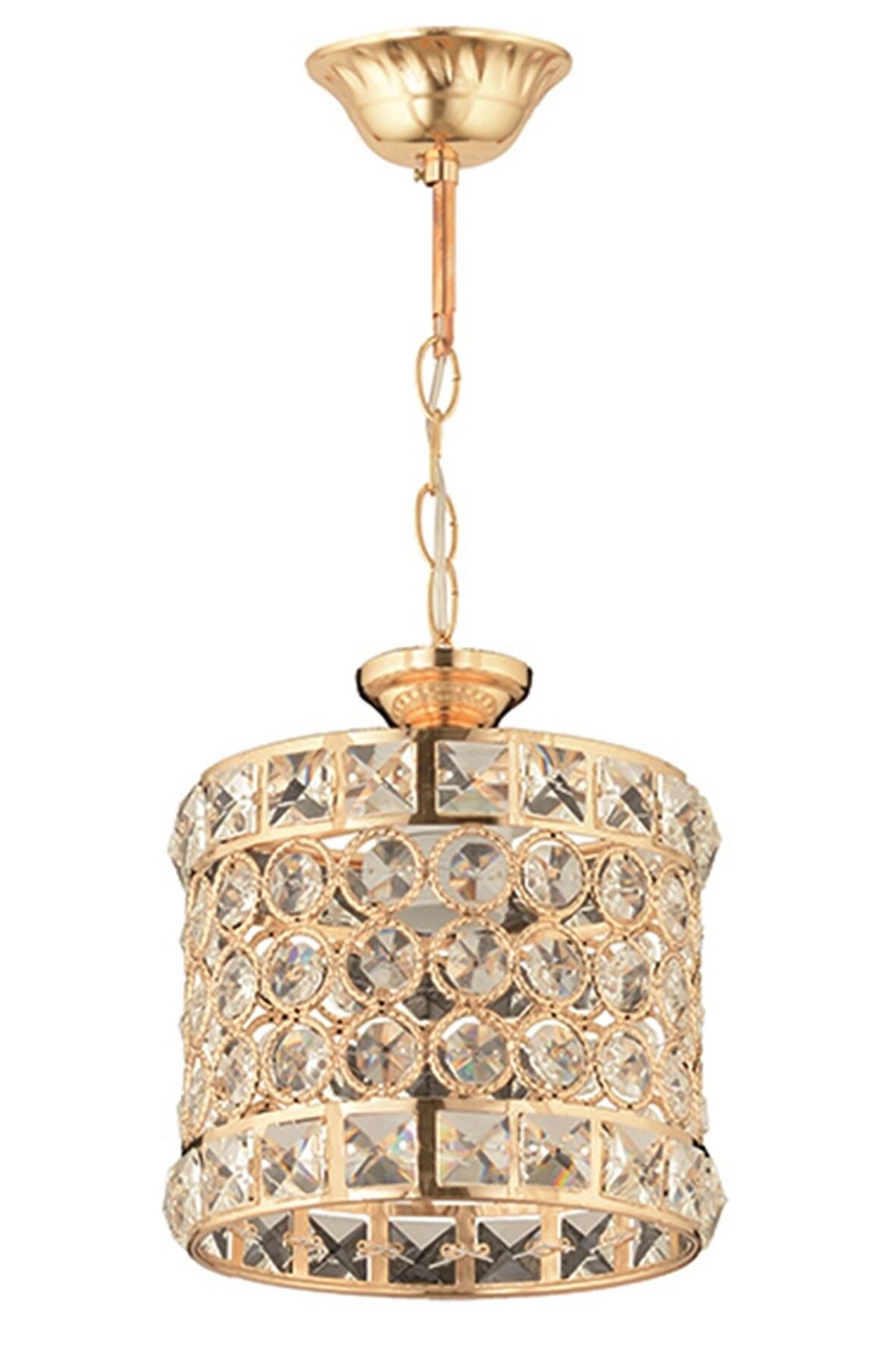 AVONNI AV-65240-1S Sarı Kaplama Modern Avize E27 Metal Kristal 17cm