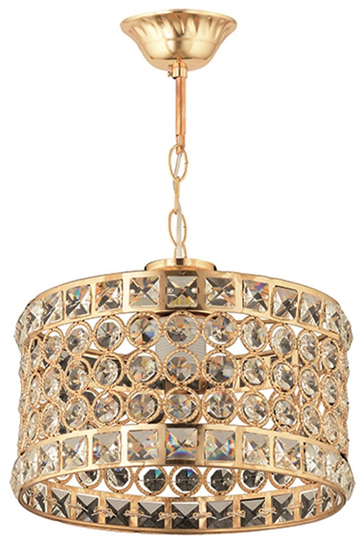 AVONNI AV-65240-3S Sarı Kaplama Modern Avize E27 Metal Kristal 25cm