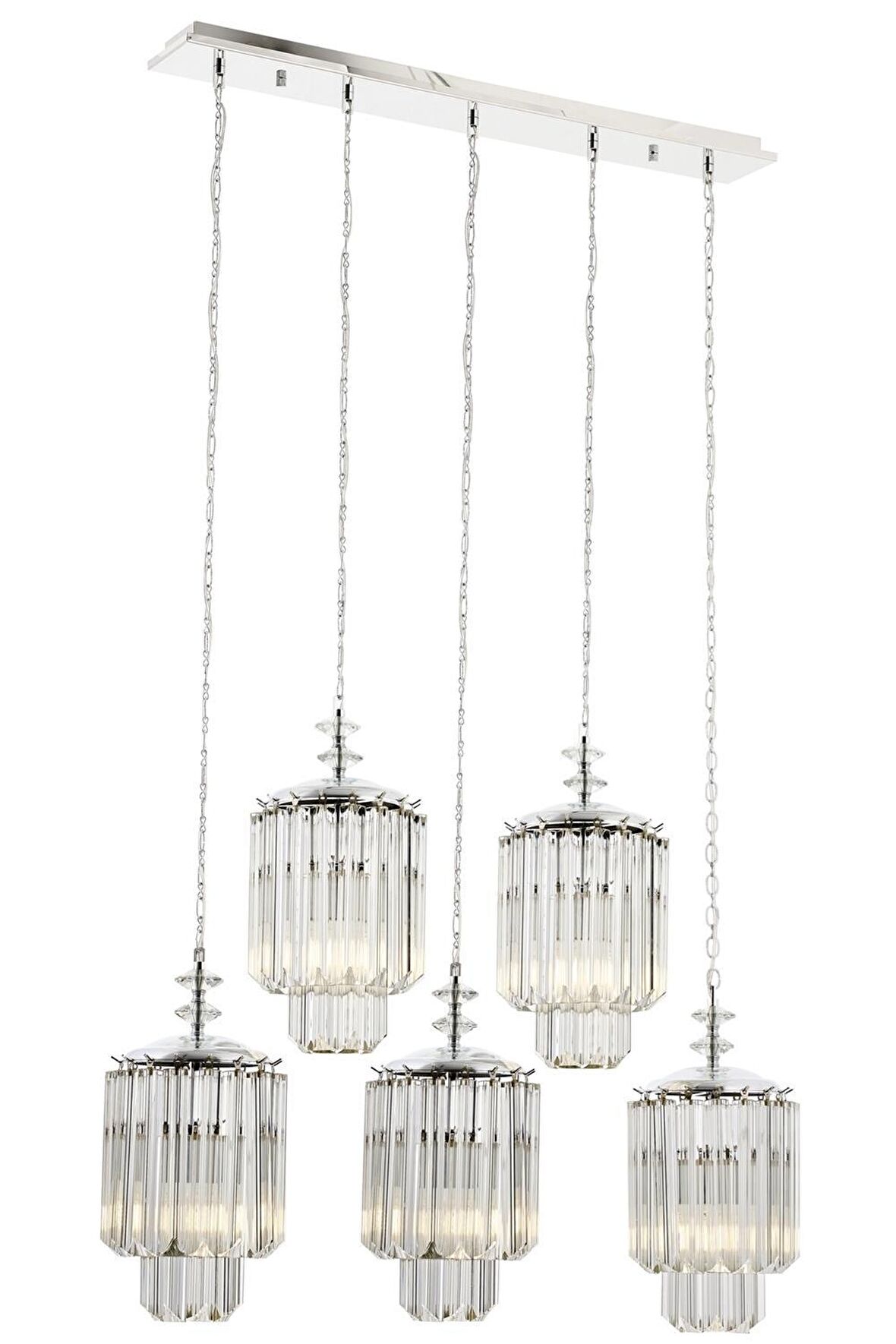 AVONNI AV-60298-5KY Krom Kaplama Klasik Avize E27 Metal Kristal 80x10cm