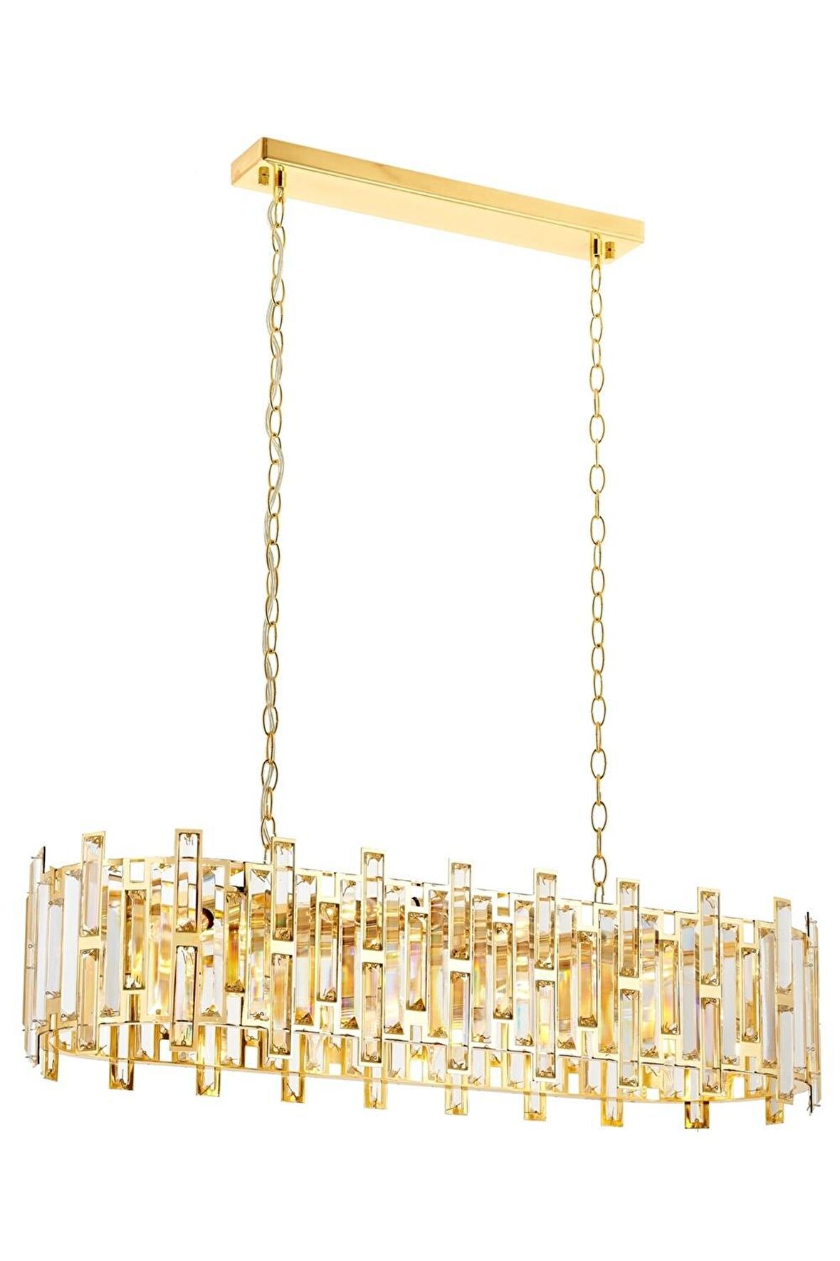 AVONNI AV-60303-S30X90 Sarı Kaplama Klasik Avize E14 Metal Kristal 90x30cm