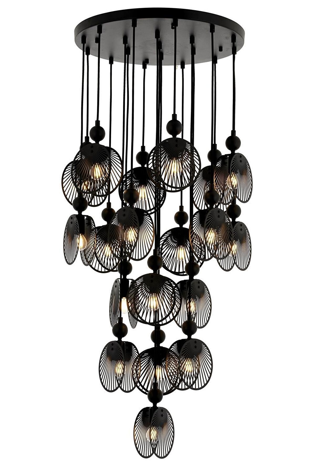AVONNI AV-60313-19BSY Siyah Boyalı Modern Avize E27 Metal 50cm