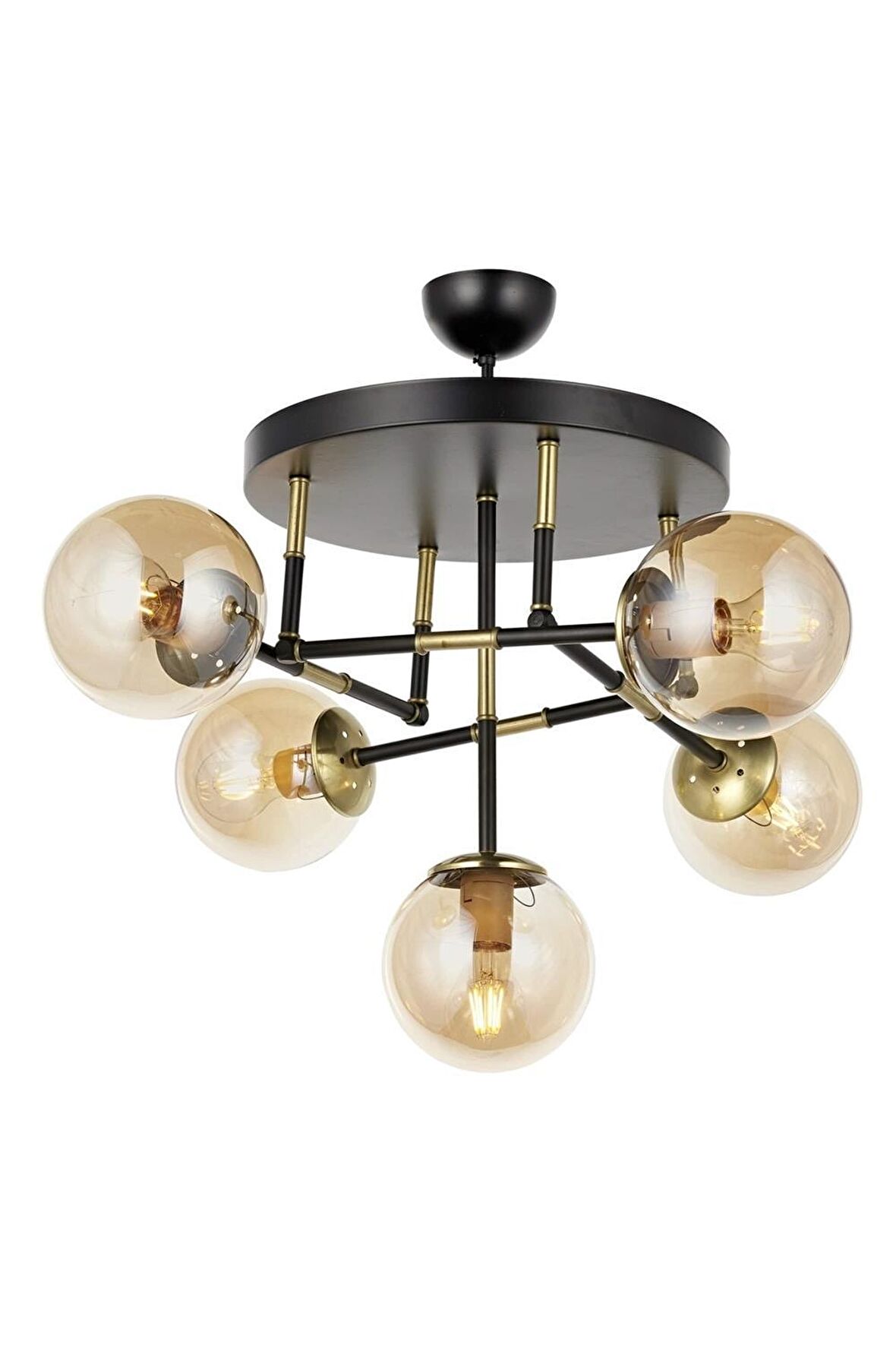 AVONNI AV-60327-5T-BSY Siyah Boyalı Modern Avize E27 Metal Cam 40cm