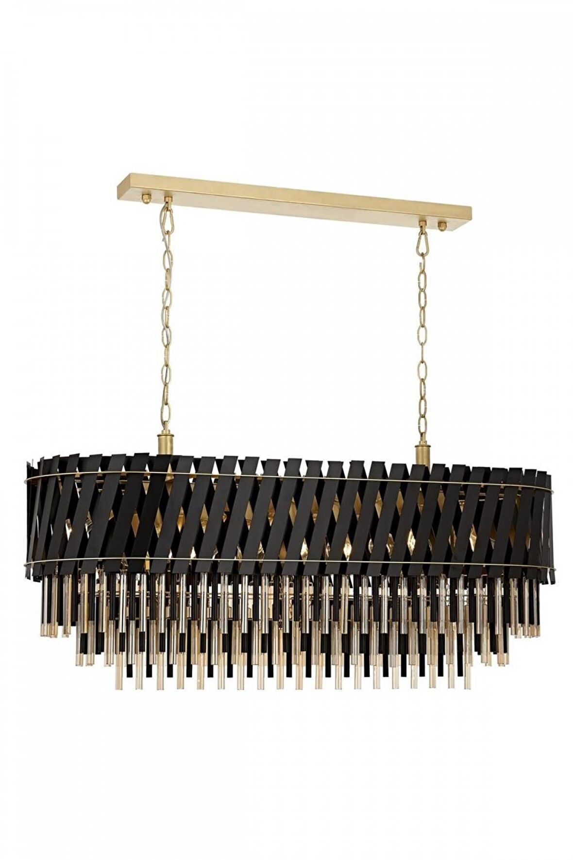 AVONNI AV-60354-120X40BSY Siyah Boyalı Klasik Avize E27 Metal Cam 120x40cm