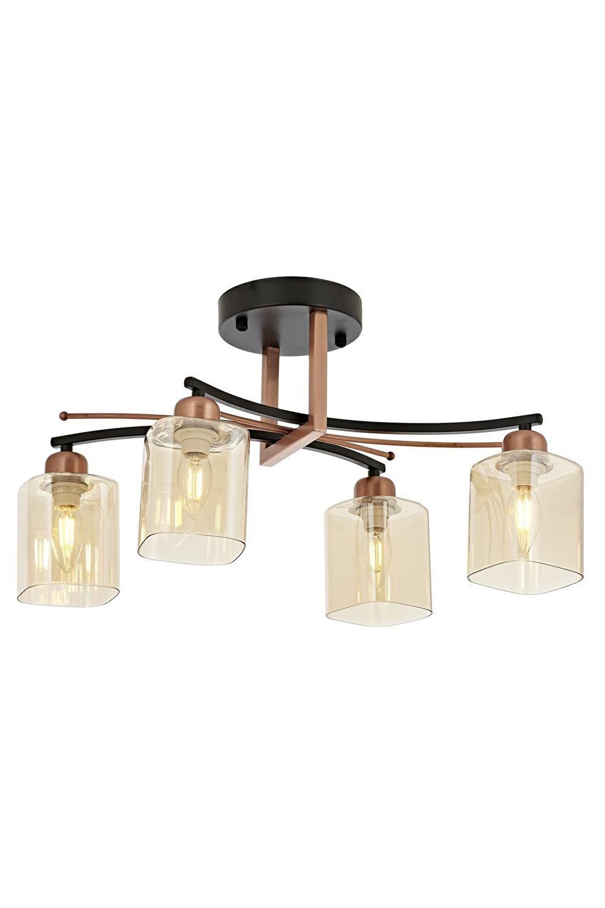 AVONNI AR-60356-4BSY Siyah Boyalı Klasik Avize E14 Metal Cam 58x0cm