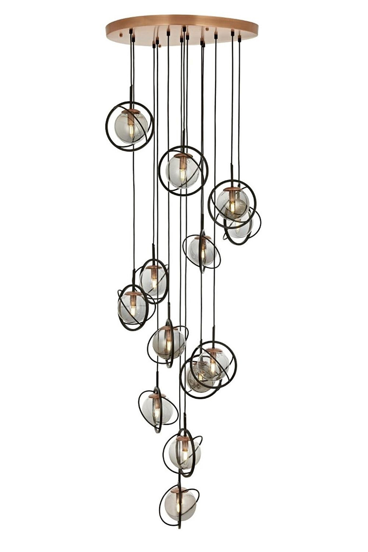 AVONNI AV-60291-13T-BSY Siyah Boyalı Modern Avize  Metal Cam 60cm