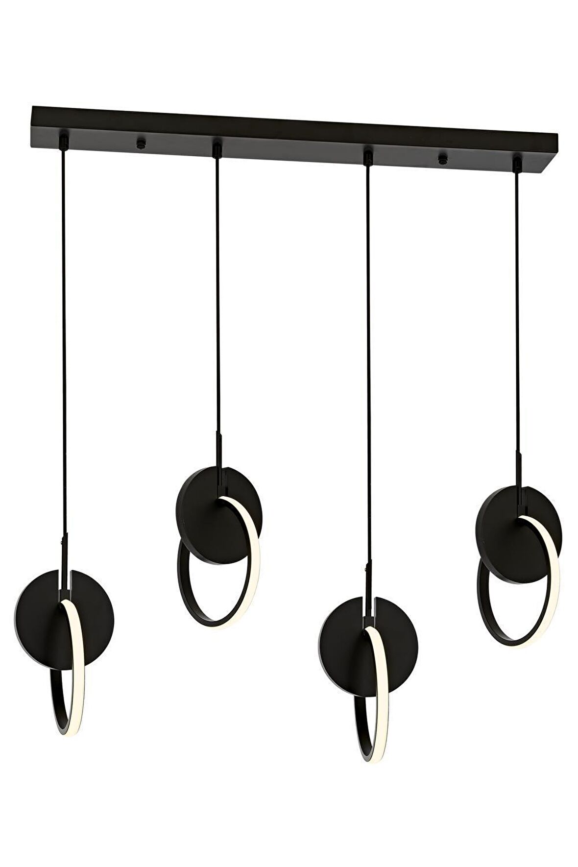 AVONNI AV-60370-4Y-BSY Siyah Boyalı Modern Avize LED Metal Ahşap Pleksi 80x12cm