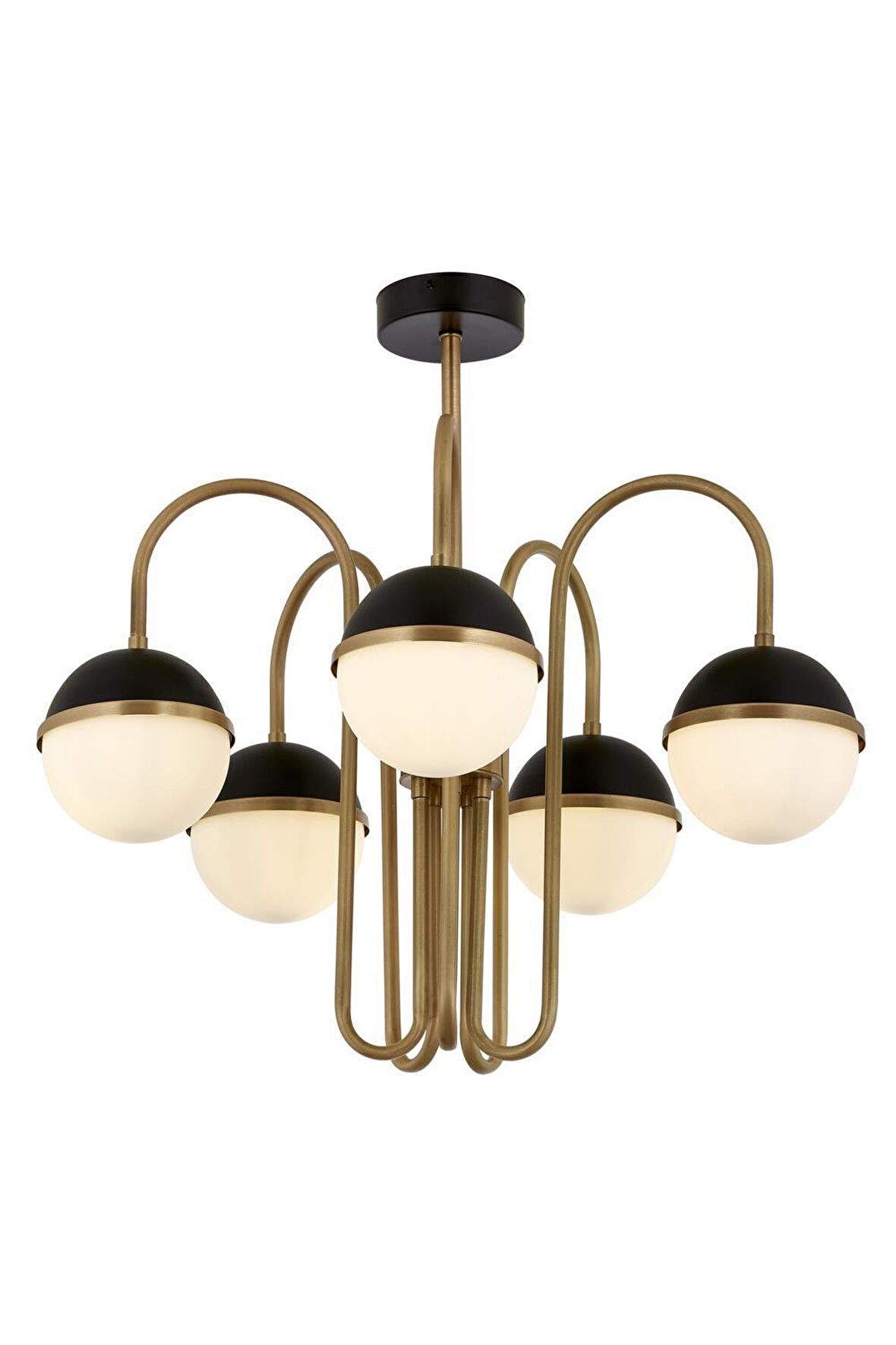 AVONNI AV-60387-5E Siyah/Eskitme Boya/Kaplama Modern Avize E27 Metal Cam 60cm