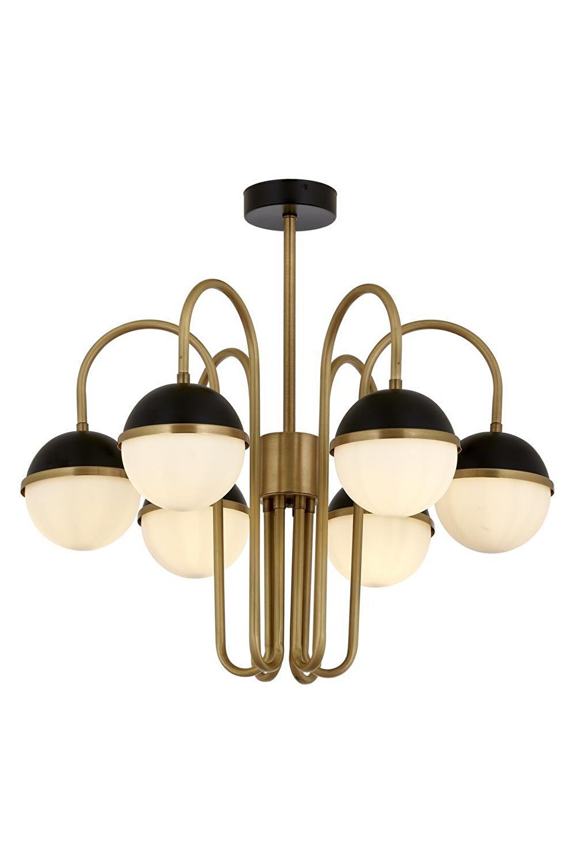 AVONNI AV-60387-6E Siyah/Eskitme Boya/Kaplama Modern Avize E27 Metal Cam 60cm