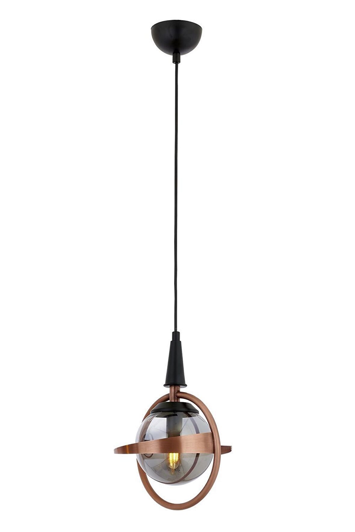 AVONNI AV-60391-1BSY Siyah/Bakır Boya/Kaplama Modern Avize E14 Metal Cam 25cm